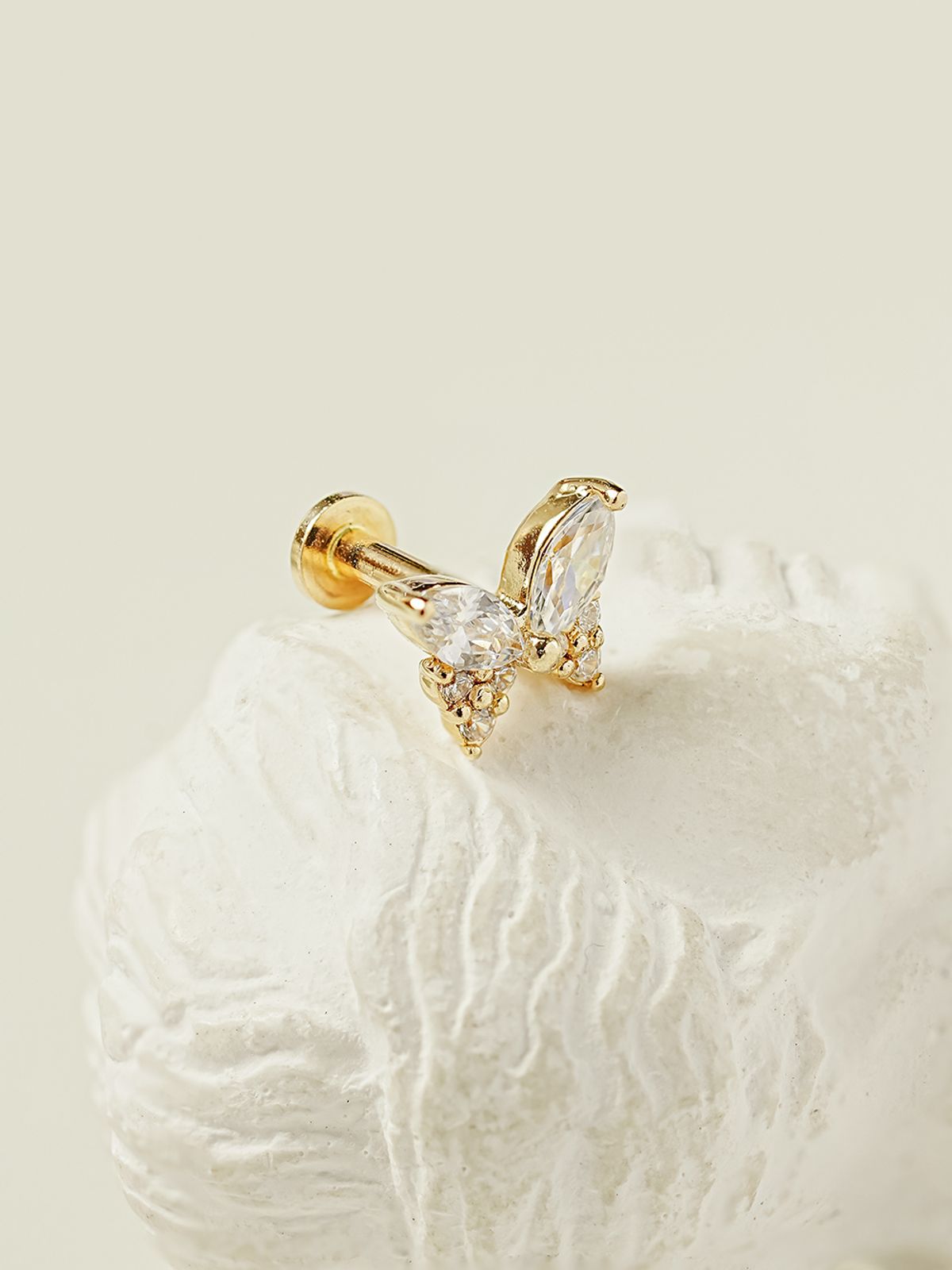 미니멀피어싱(MINIMALPIERCING) 14K 인터널 샤인 큐빅 나비 라블렛 피어싱