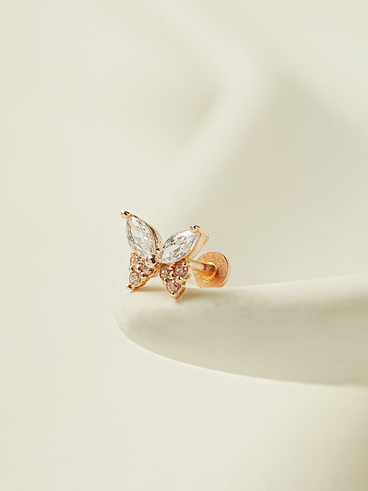 미니멀피어싱(MINIMALPIERCING) 14K 인터널 샤인 큐빅 나비 라블렛 피어싱