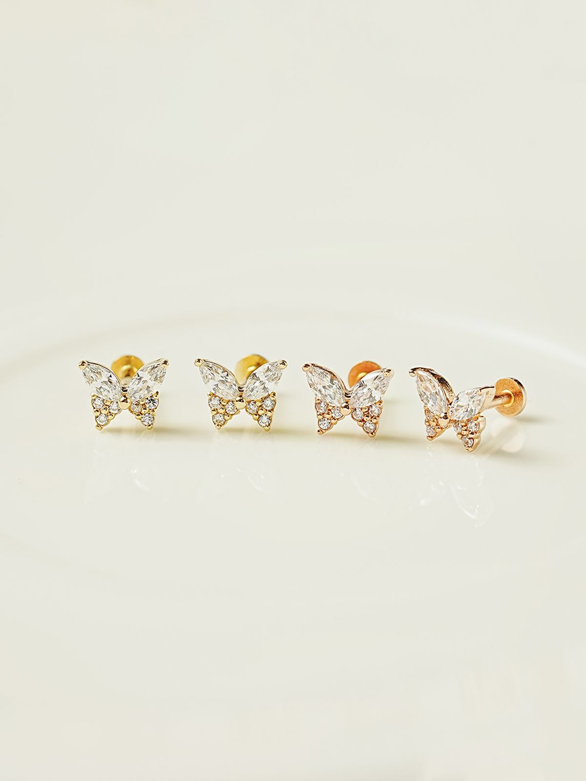 미니멀피어싱(MINIMALPIERCING) 14K 인터널 샤인 큐빅 나비 라블렛 피어싱