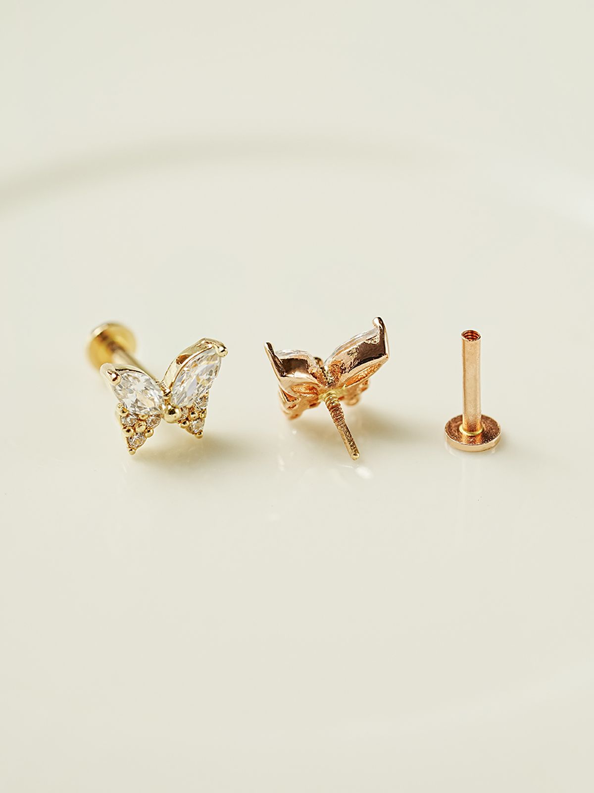 미니멀피어싱(MINIMALPIERCING) 14K 인터널 샤인 큐빅 나비 라블렛 피어싱