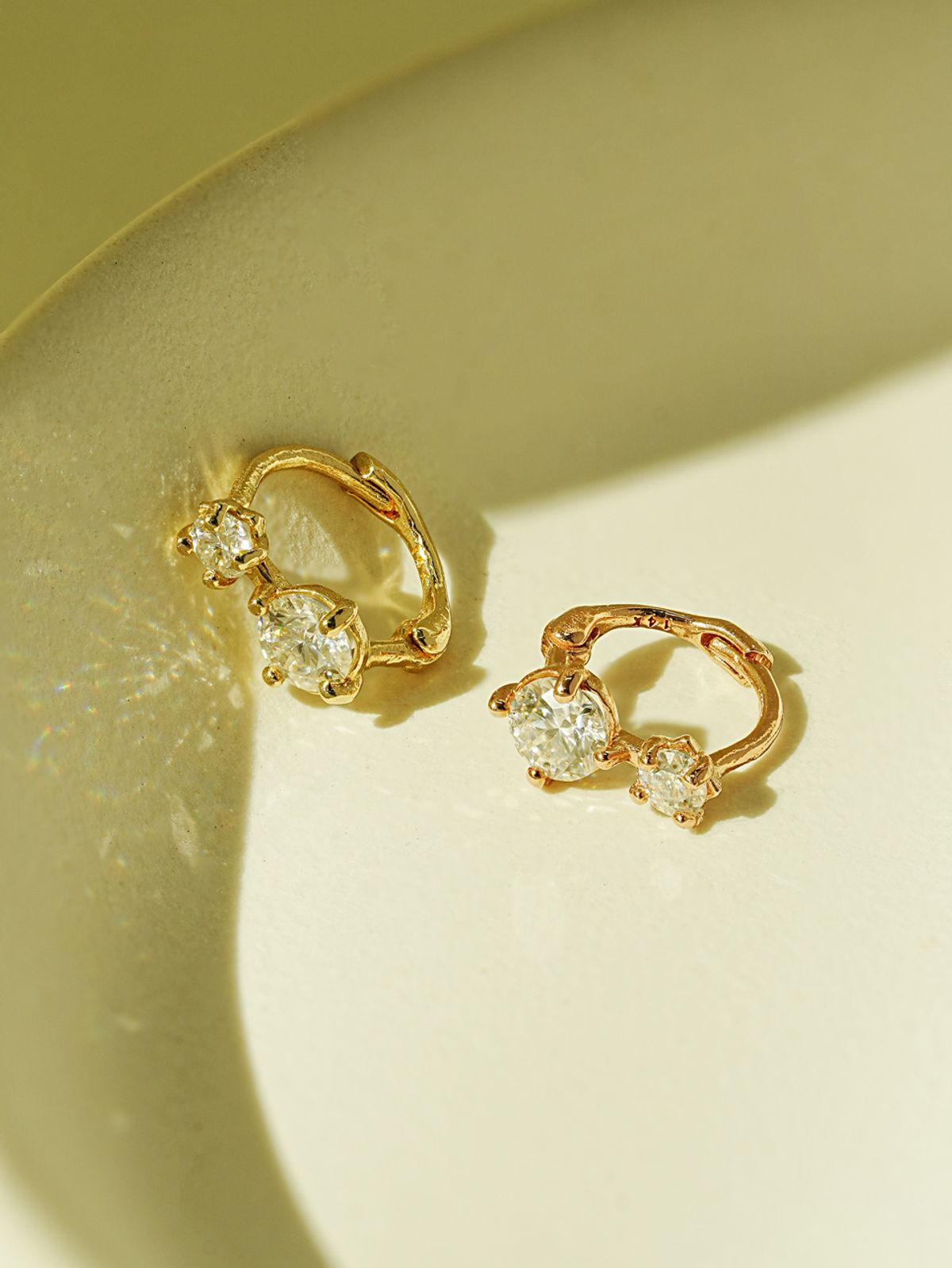 미니멀피어싱(MINIMALPIERCING) 14K 18K 모이사나이트 다이아 더블 원터치 링 귀걸이