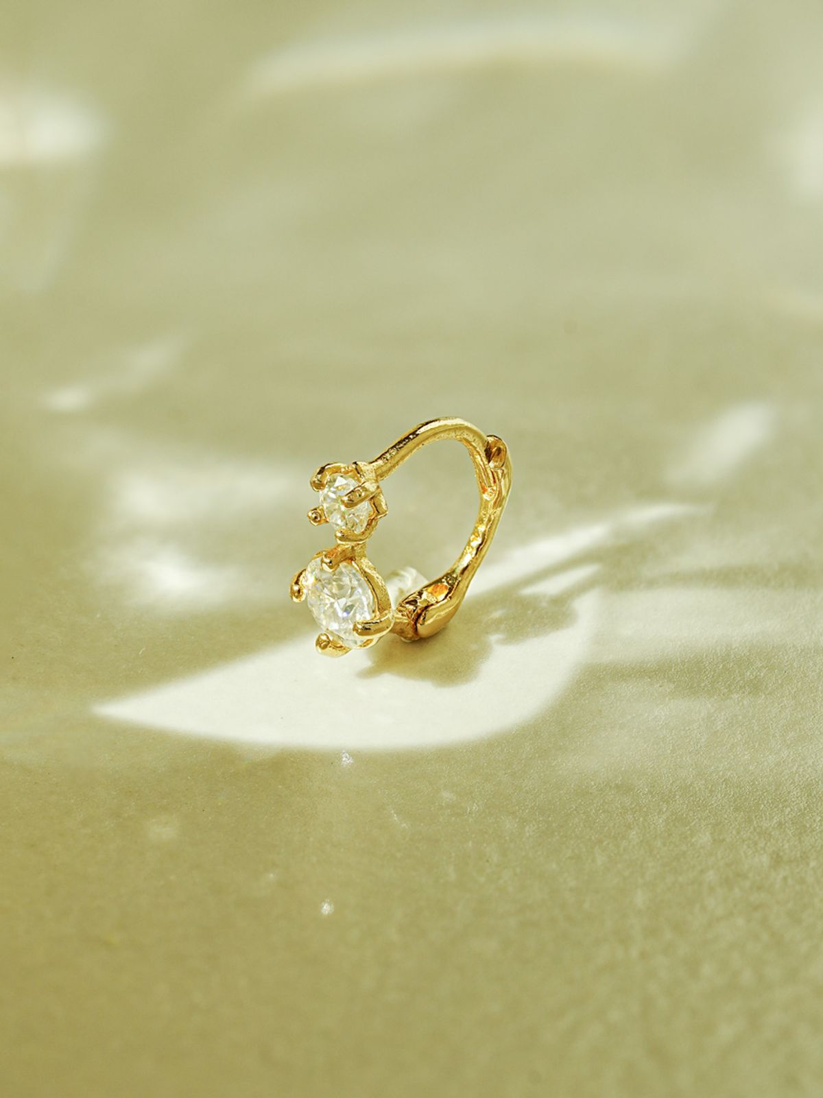 미니멀피어싱(MINIMALPIERCING) 14K 18K 모이사나이트 다이아 더블 원터치 링 귀걸이