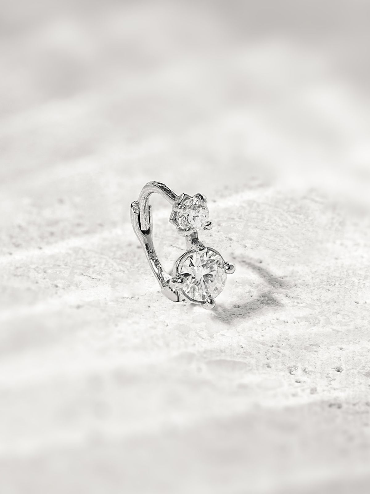 미니멀피어싱(MINIMALPIERCING) 14K 18K 모이사나이트 다이아 더블 원터치 링 귀걸이