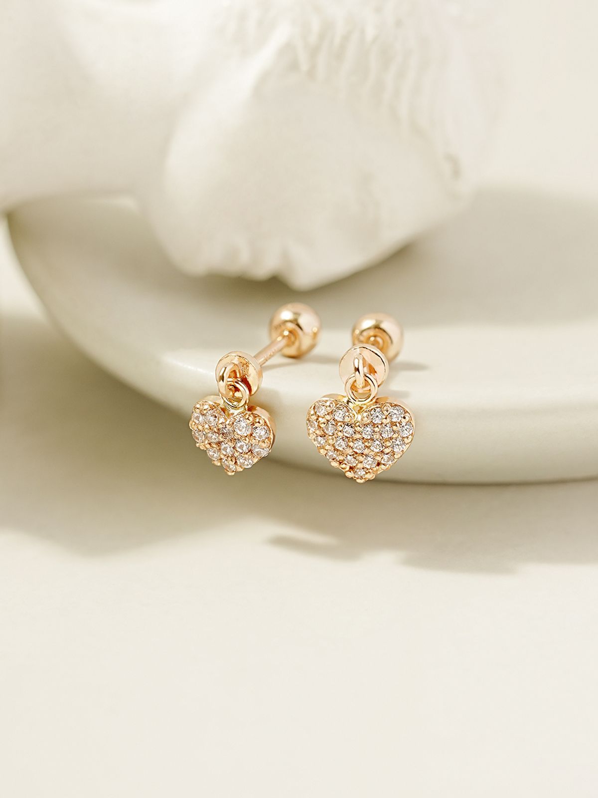 미니멀피어싱(MINIMALPIERCING) 14K 하트 큐빅 드롭 피어싱 귀걸이