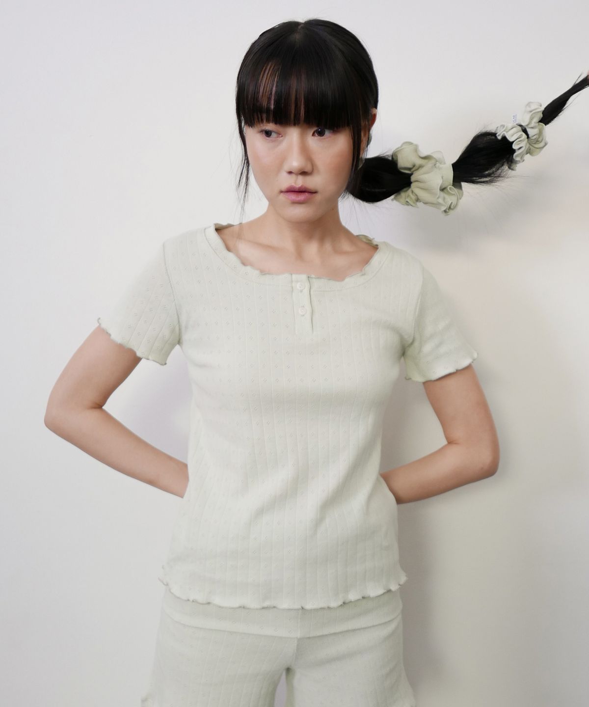 디어스토커(DEARSTALKER) D. BASIC POINTELLE WAVE BUTTON TEE - 4 COLOR