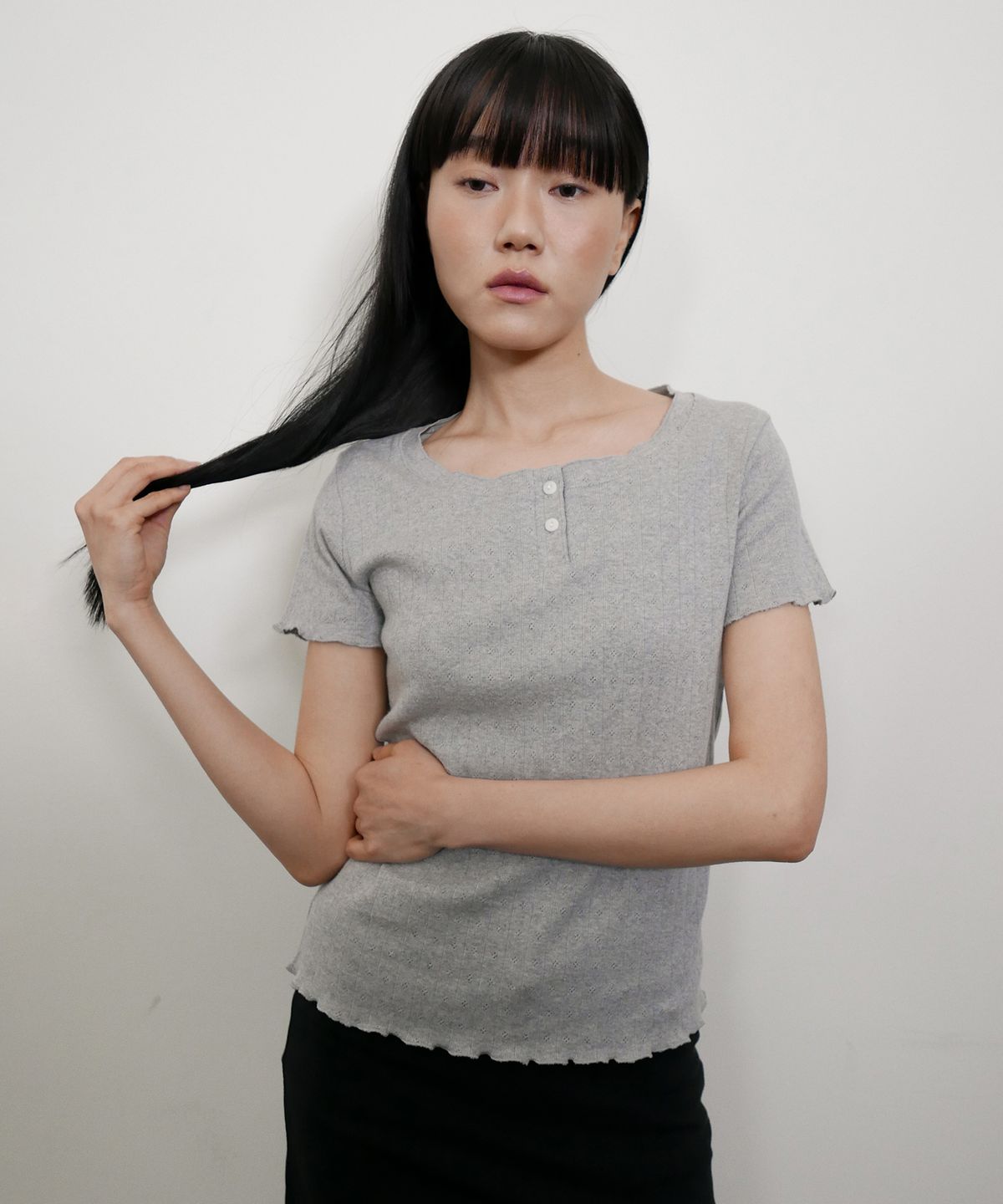 디어스토커(DEARSTALKER) D. BASIC POINTELLE WAVE BUTTON TEE - 4 COLOR