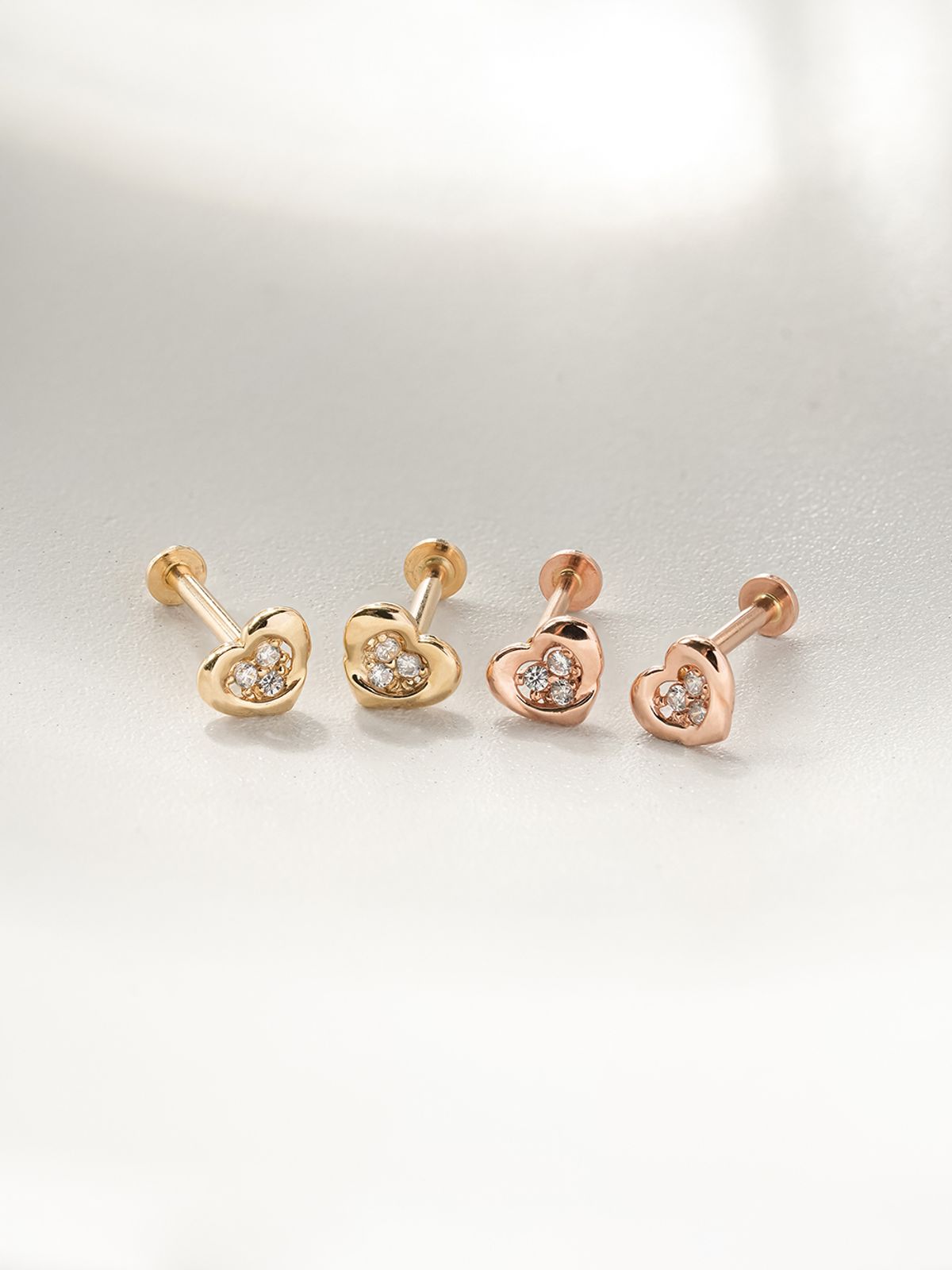 미니멀피어싱(MINIMALPIERCING) 14K 인터널 데일리 큐빅 하트 라블렛 피어싱