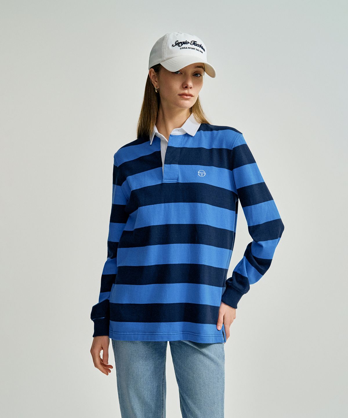 세르지오 타키니(SERGIO TACCHINI) U 스트라이프 저지 럭비 셔츠 (Blue)