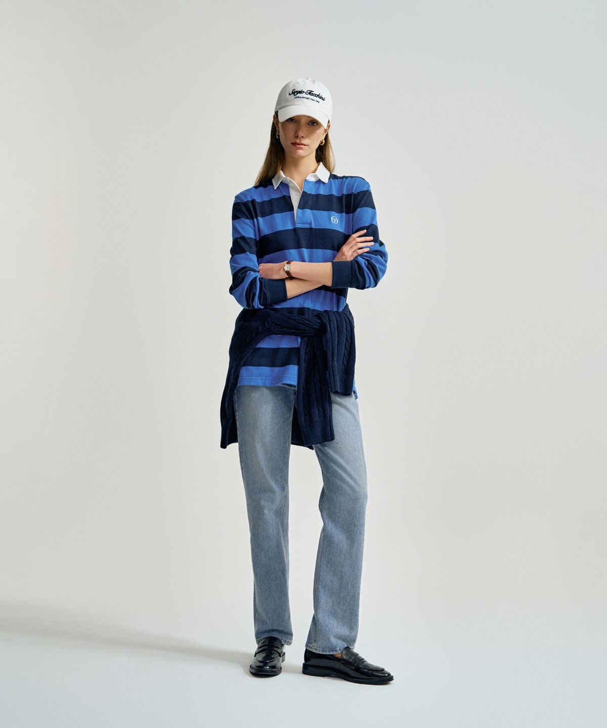 세르지오 타키니(SERGIO TACCHINI) U 스트라이프 저지 럭비 셔츠 (Blue)