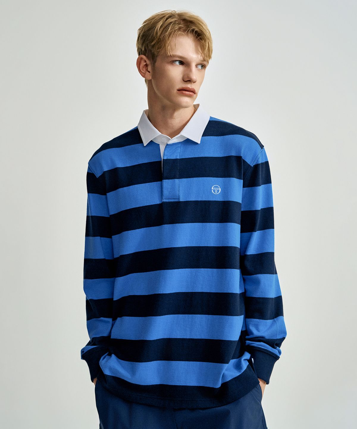 세르지오 타키니(SERGIO TACCHINI) U 스트라이프 저지 럭비 셔츠 (Blue)
