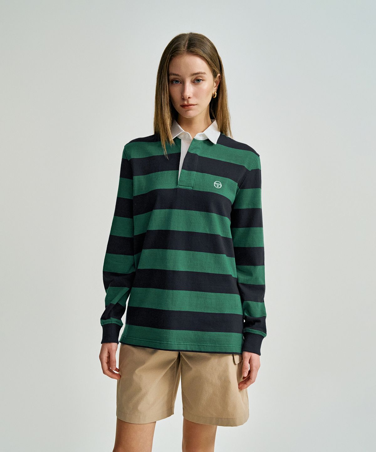 세르지오 타키니(SERGIO TACCHINI) U 스트라이프 저지 럭비 셔츠 (D.Green)