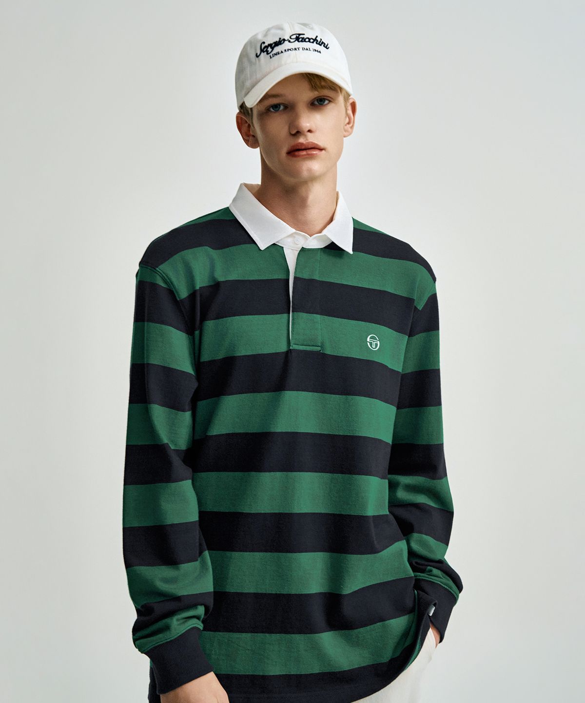 세르지오 타키니(SERGIO TACCHINI) U 스트라이프 저지 럭비 셔츠 (D.Green)