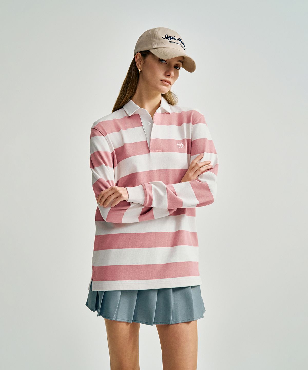 세르지오 타키니(SERGIO TACCHINI) U 스트라이프 저지 럭비 셔츠 (Pink)