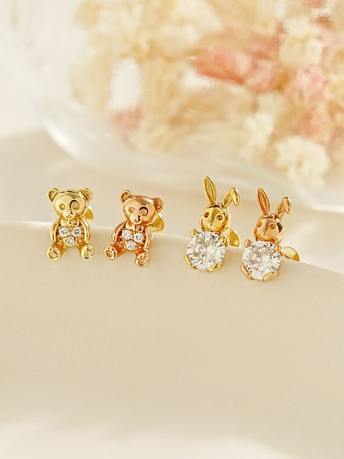 미니멀피어싱(MINIMALPIERCING) [0.8mm]14K 인터널 곰토끼 라블렛 피어싱 귀걸이