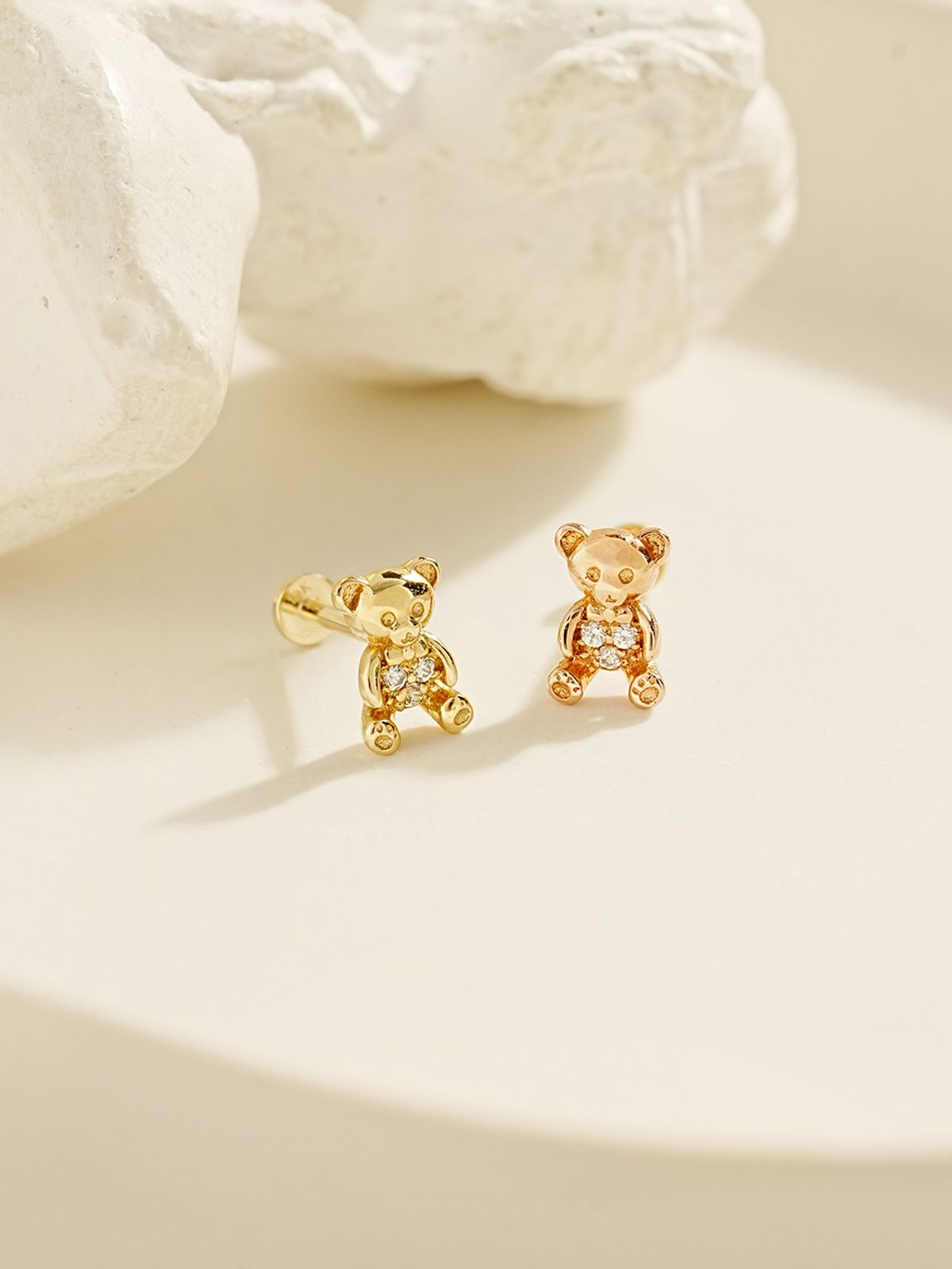 미니멀피어싱(MINIMALPIERCING) [0.8mm]14K 인터널 곰토끼 라블렛 피어싱 귀걸이