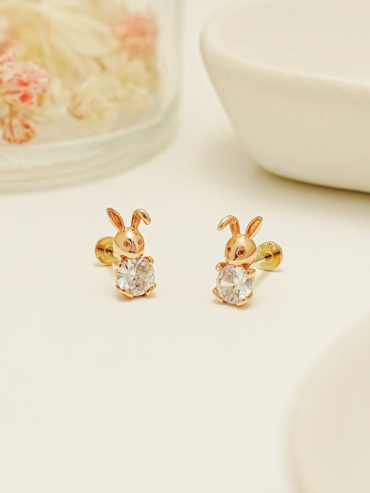 미니멀피어싱(MINIMALPIERCING) [0.8mm]14K 인터널 곰토끼 라블렛 피어싱 귀걸이