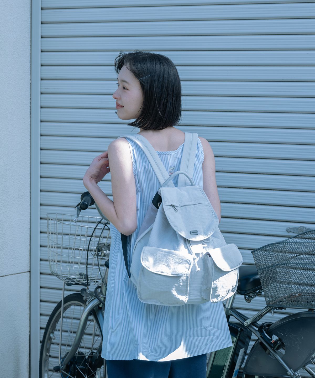 오헤시오(OHESHIO) TWO POCKET BACKPACK, LIGHT GRAY