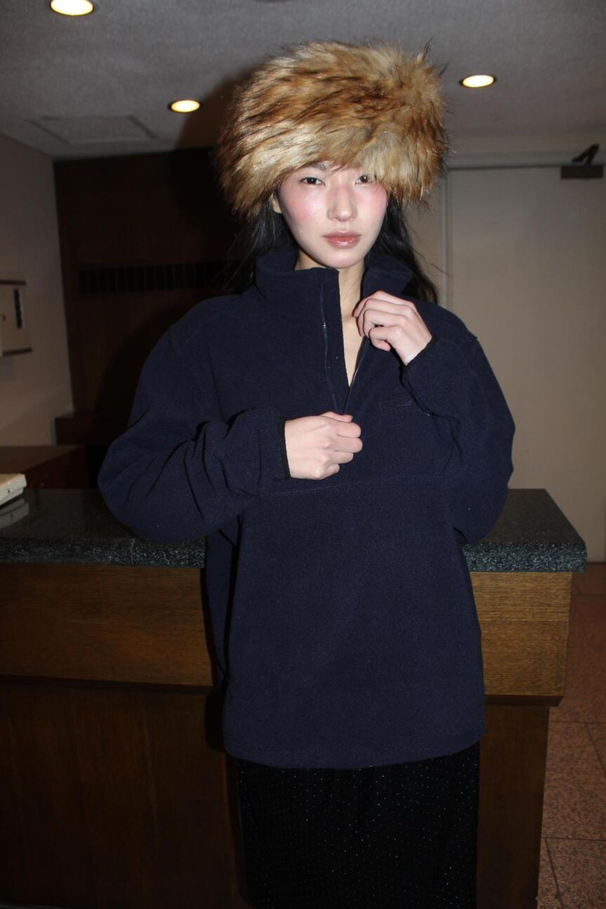 어텐즈(ATTENDS) CozyFit fleece half zip up (Navy)