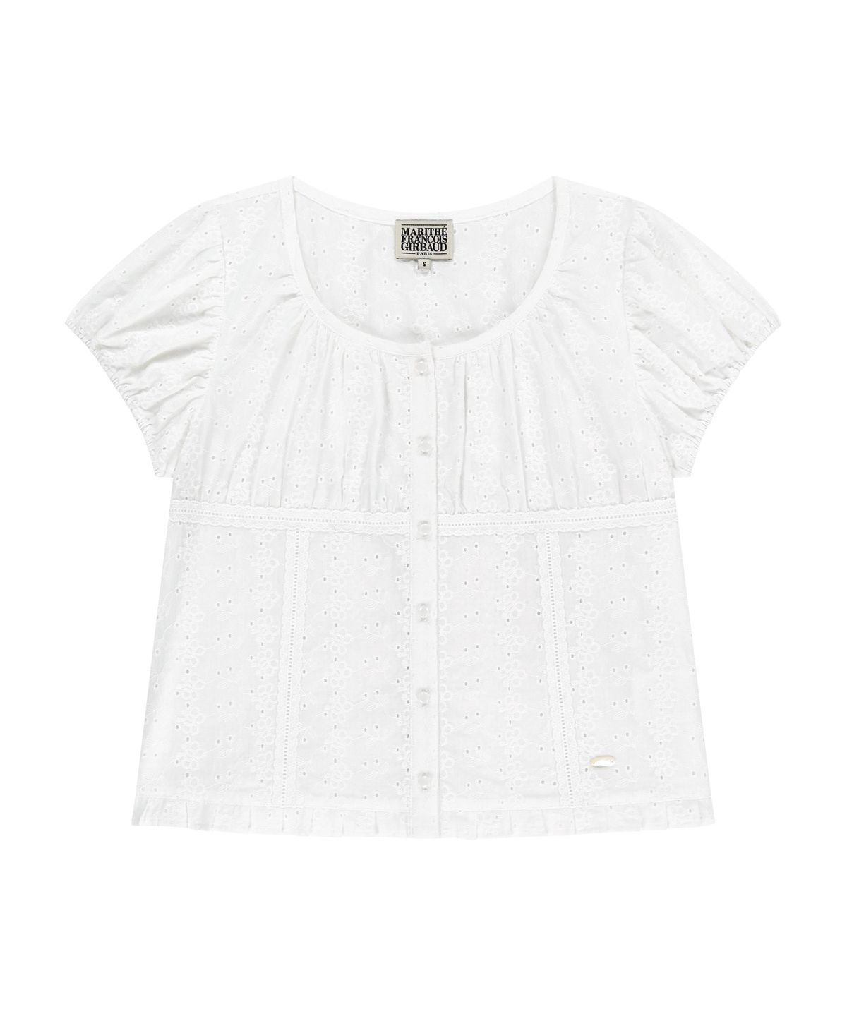 마리떼 프랑소와 저버(MARITHÉ + FRANҪOIS GIRBAUD) W PUFF SLEEVE LACE SHIRT white