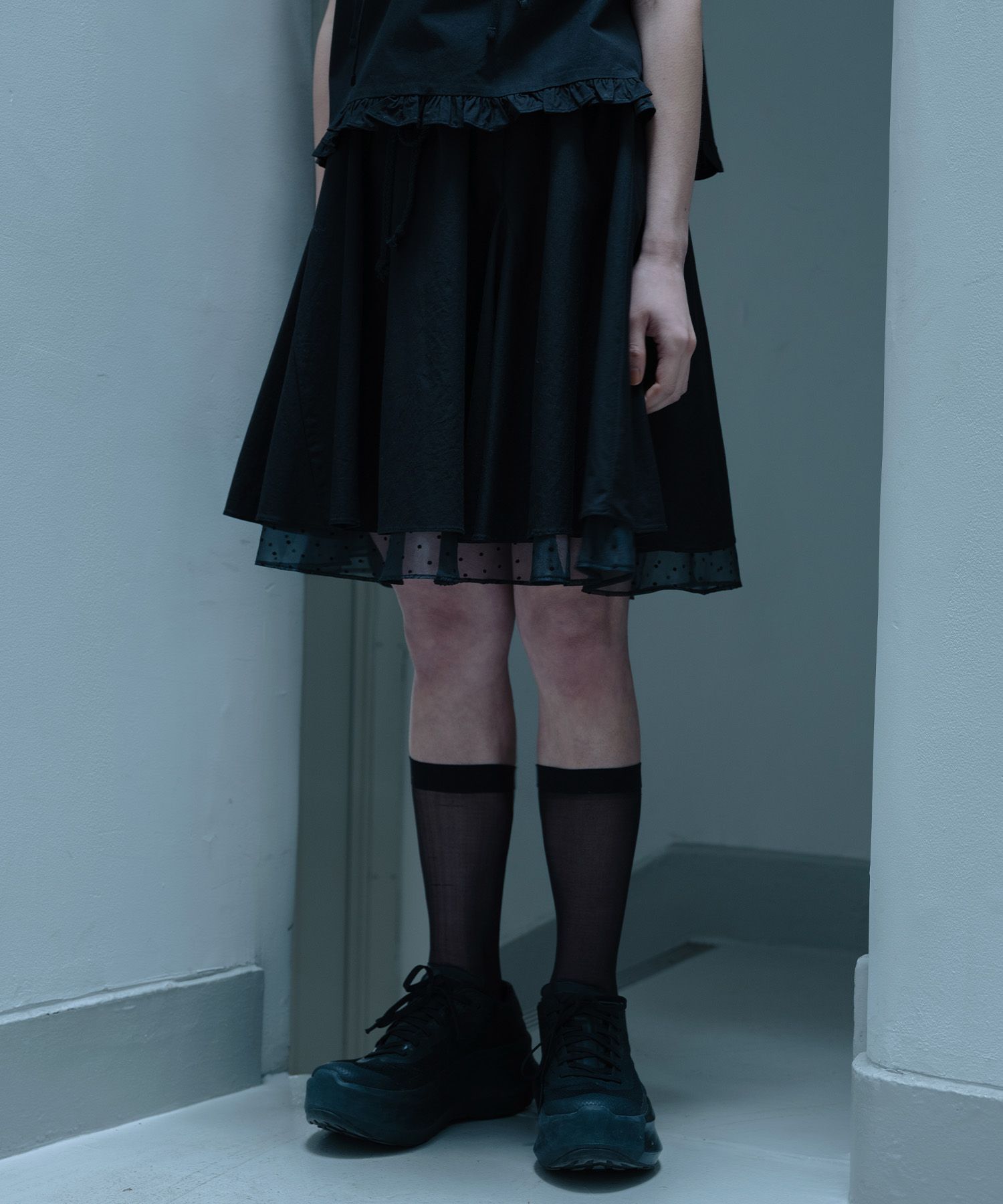 【Oheshio】 FLARE LAYERED BANDING SKIRT 2色 MUSINSA公式 | OHESHIO FLARE LAYERED BANDING SKIRT, BLACK