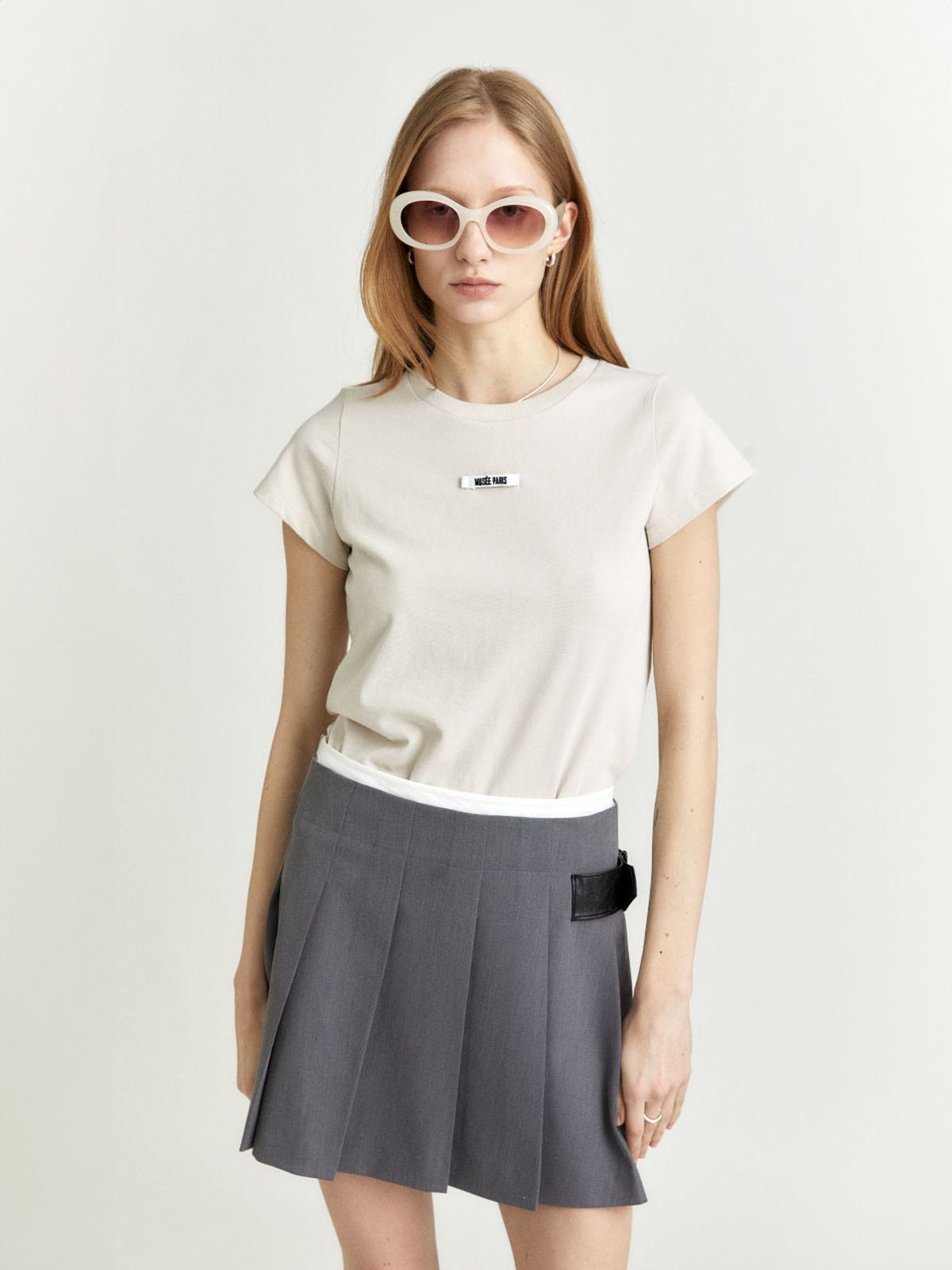 뮤제(MUSEE) ALLIANCE Musee Paris Tape T-Shirt_Beige
