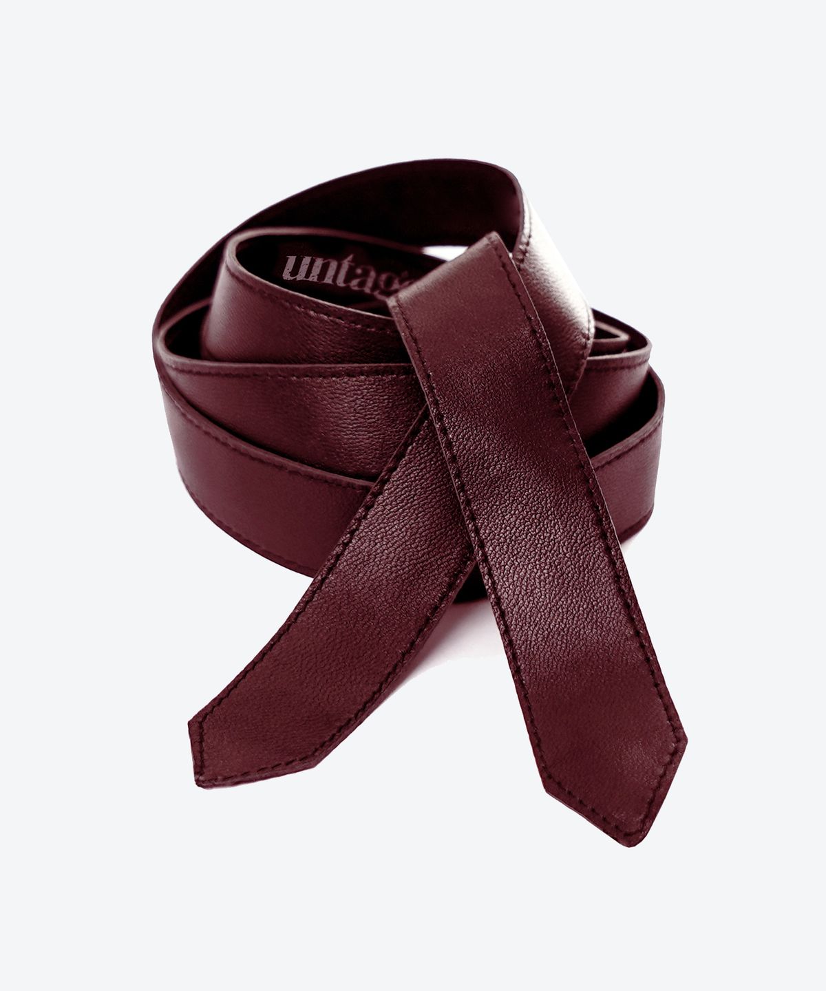 언티지(UNTAGE) 슬림 가죽 타이[Burgundy(UNISEX)]_UTA-FA23