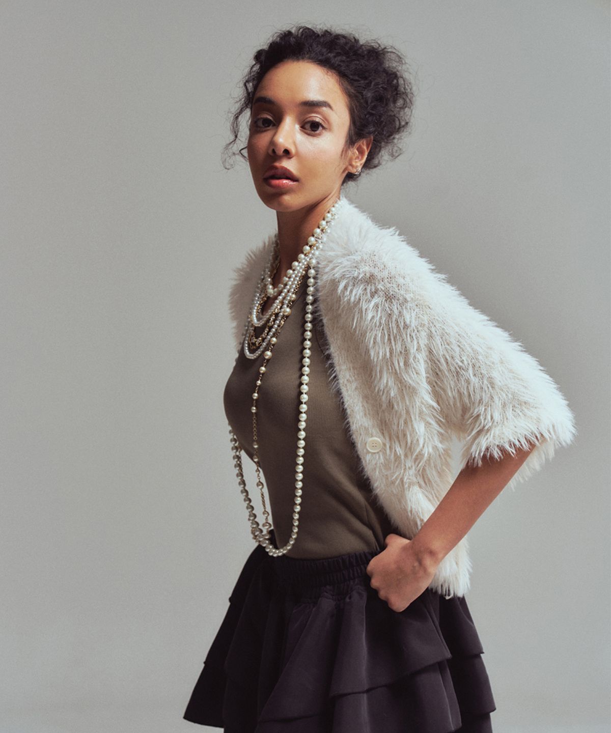에르에르(ERER) Bolero cardigan Ivory