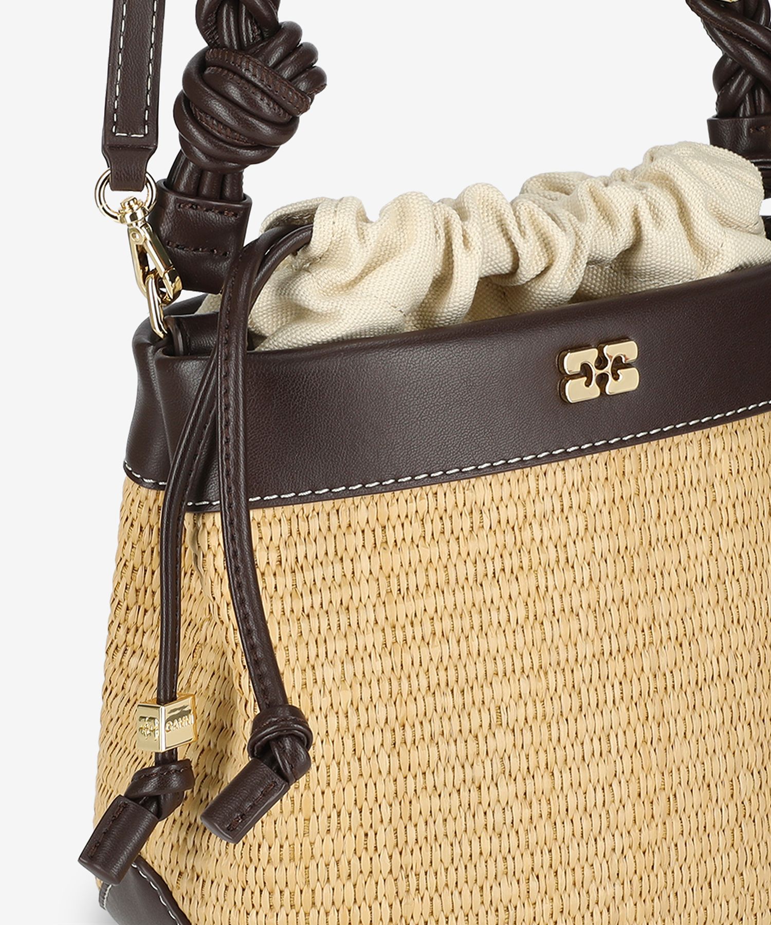 ★Ganni★ Gani Bura Raffia Bucket Bag Tobacco Brown A6611901 MUSINSA | GANNI Gani Bura Raffia Bucket Bag - Tobacco Brown