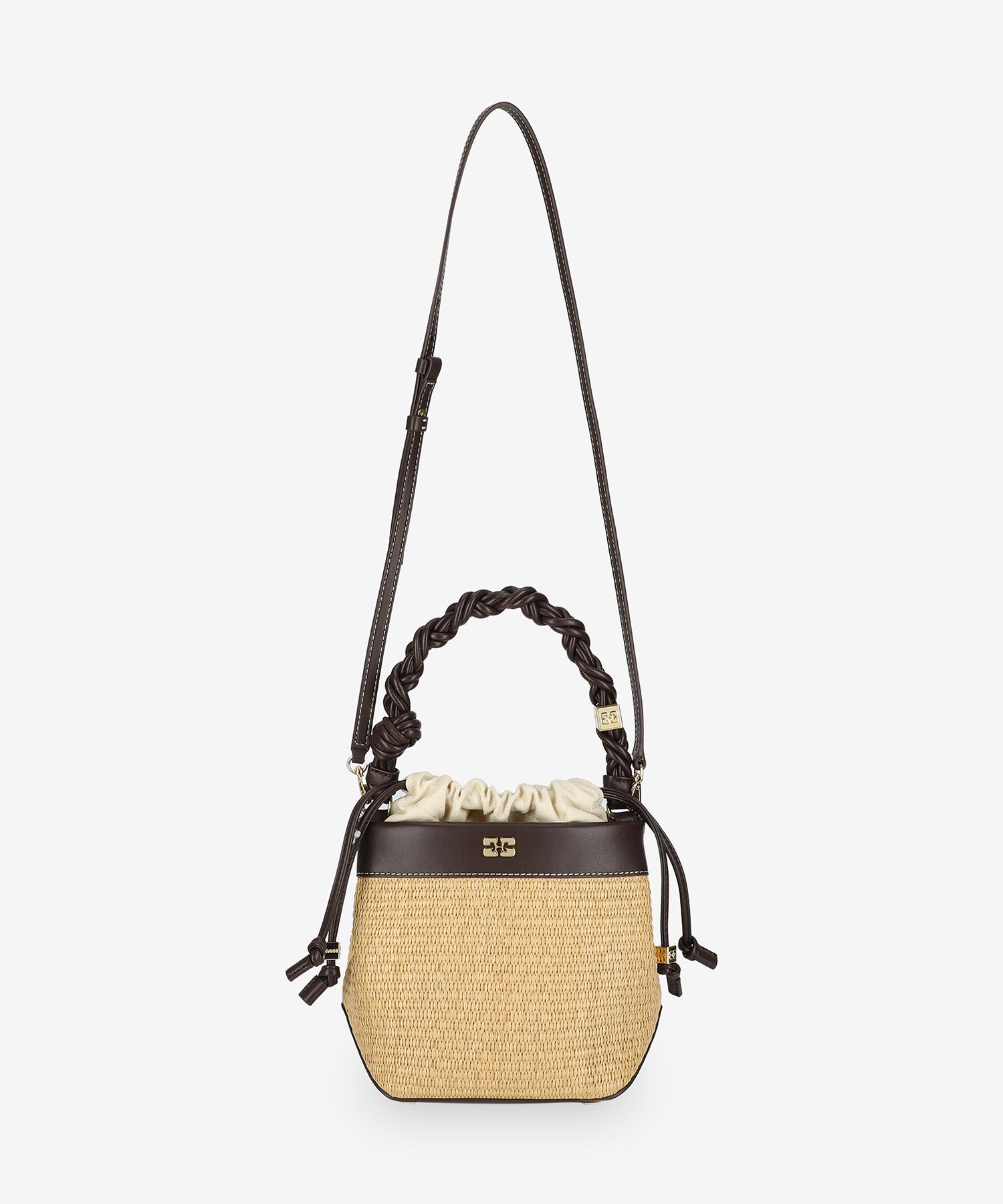 ★Ganni★ Gani Bura Raffia Bucket Bag Tobacco Brown A6611901 MUSINSA | GANNI Gani Bura Raffia Bucket Bag - Tobacco Brown