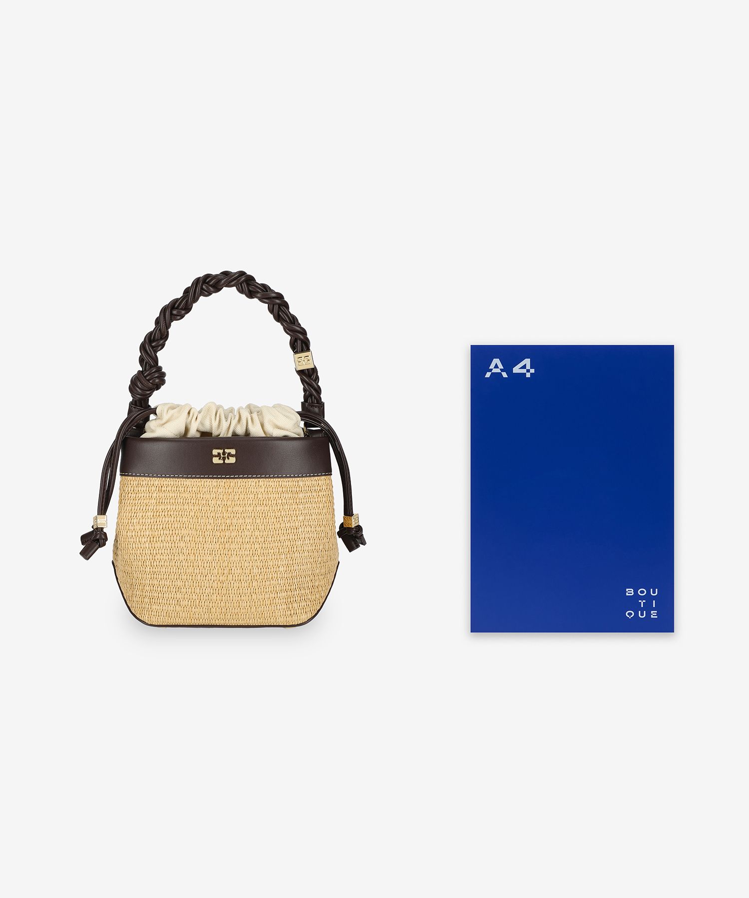 ★Ganni★ Gani Bura Raffia Bucket Bag Tobacco Brown A6611901 MUSINSA | GANNI Gani Bura Raffia Bucket Bag - Tobacco Brown