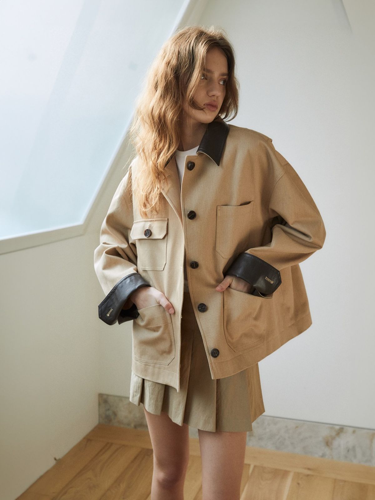 뮤제(MUSEE) [3rd] FALLET Oversize Work Jacket_Beige