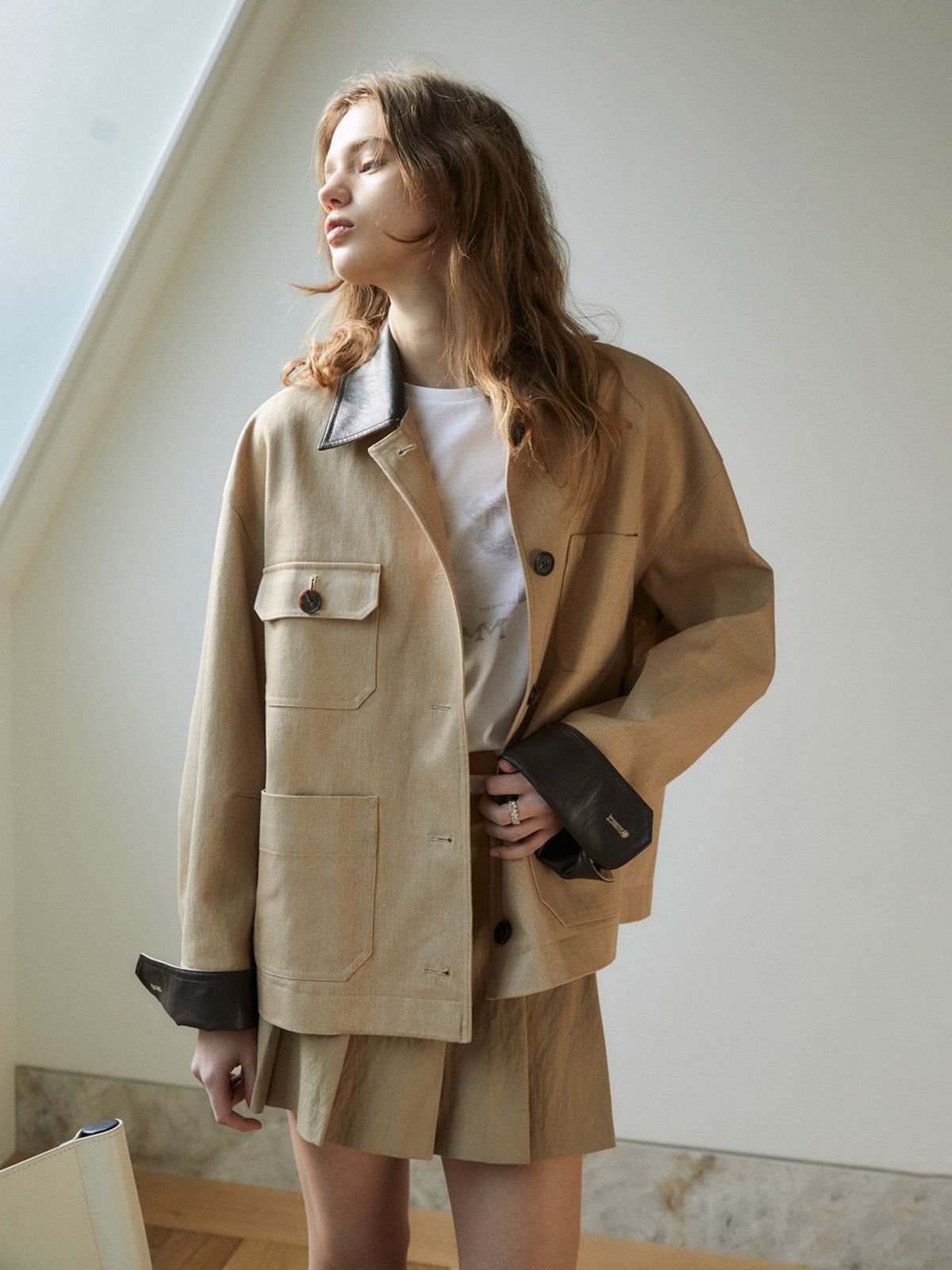 뮤제(MUSEE) [3rd] FALLET Oversize Work Jacket_Beige