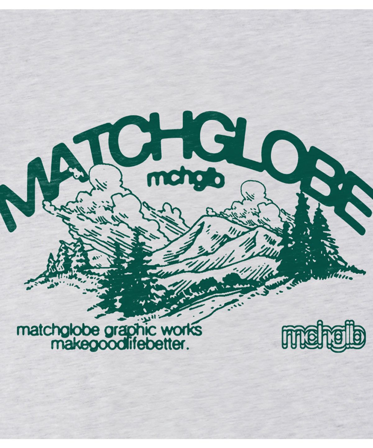 매치글로브(MATCHGLOBE) 그린 마운틴 오버핏 티 (라이트그레이)