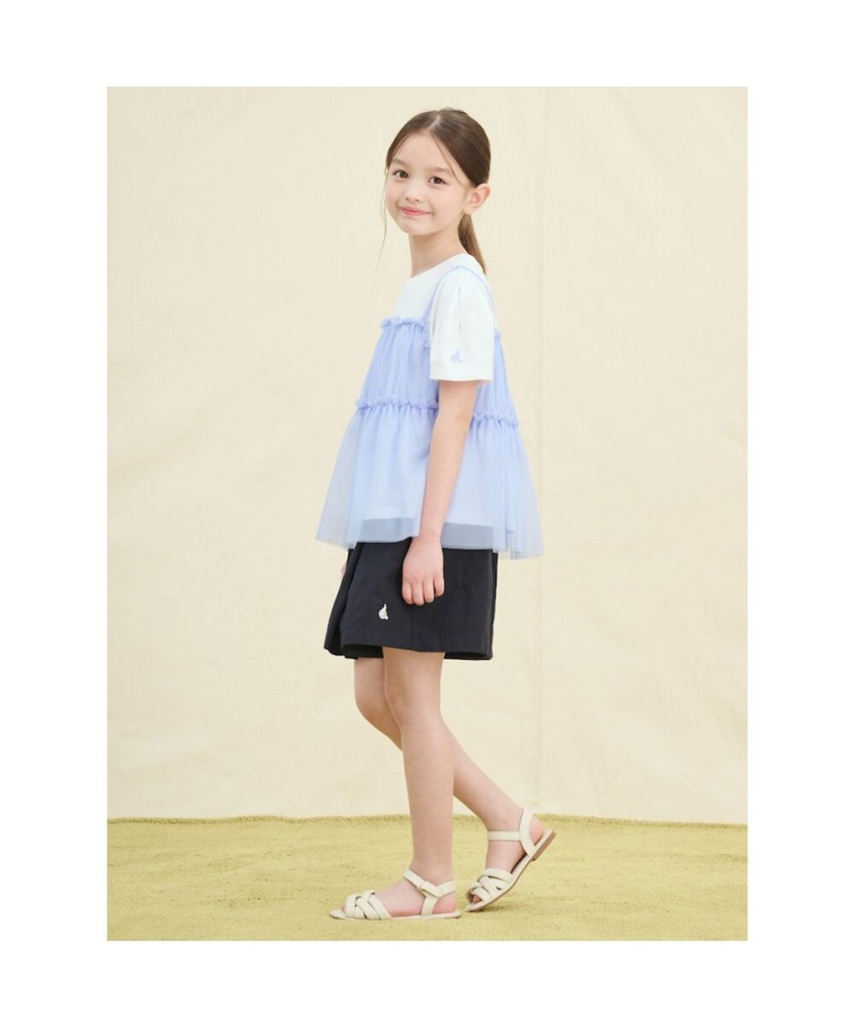 빈폴 키즈(BEANPOLE KIDS) [러블리 빙키 걸즈] 반소매 샤 뷔스티에 블라우스  스카이 블루 (BI5465G05Q)