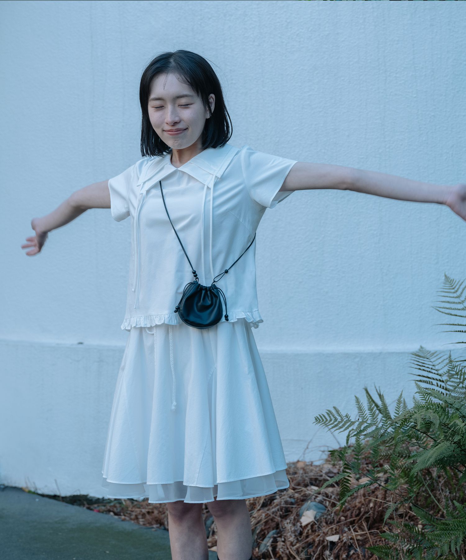 오헤시오(OHESHIO) SAILOR COLLAR FRILL BLOUSE, WHITE - 사이즈