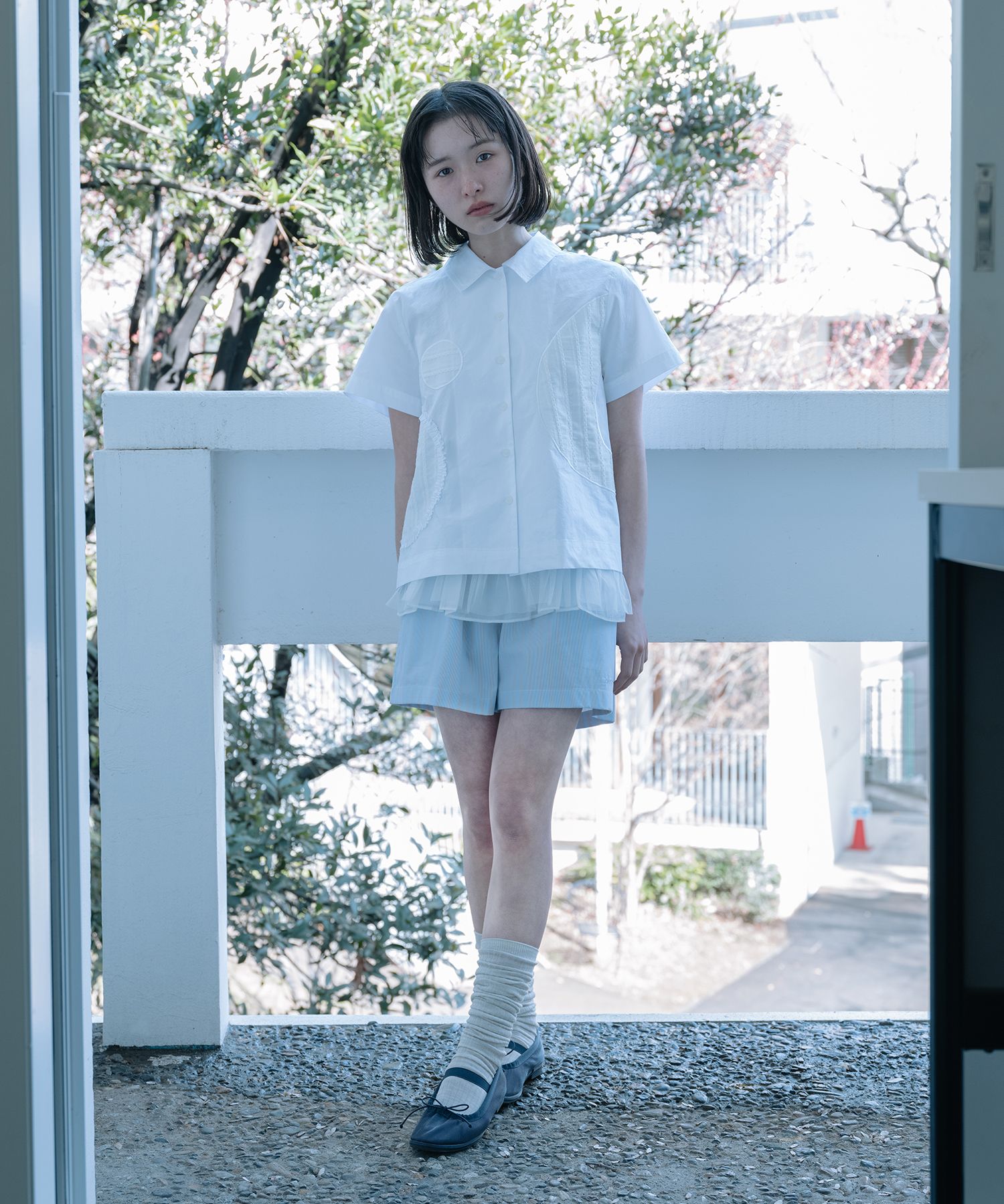 MUSINSA公式 | OHESHIO ポイントフリルシャツ、ホワイト