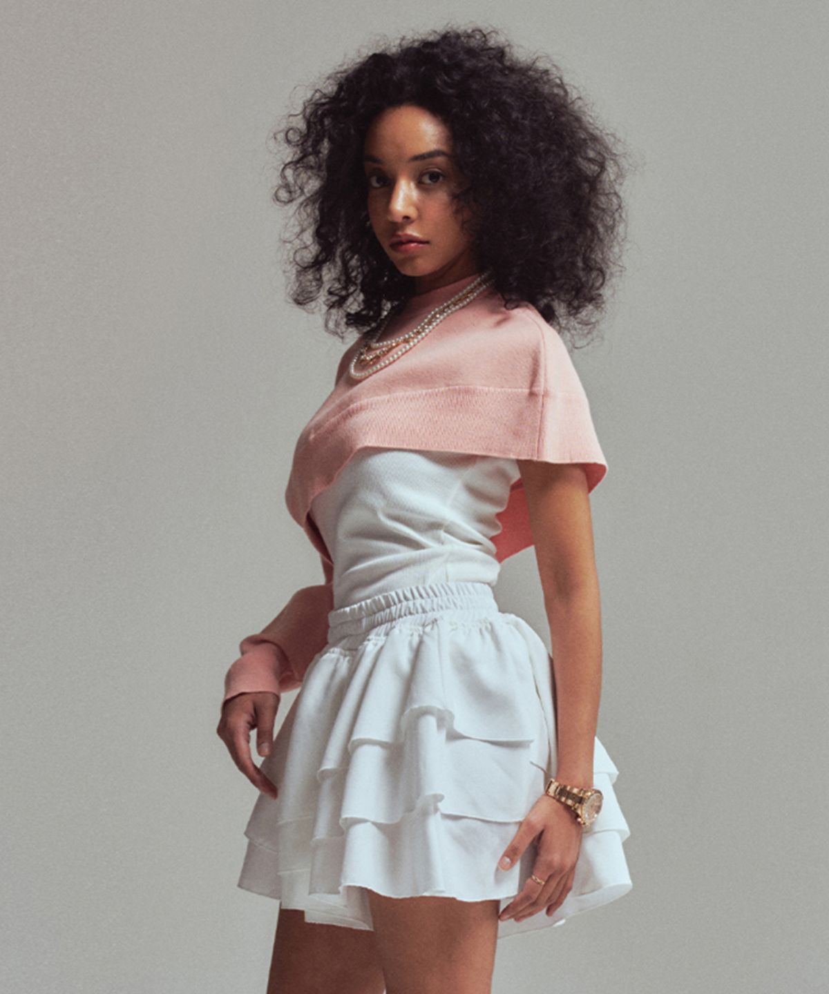 에르에르(ERER) [UN] Diagonal crop knit Pink