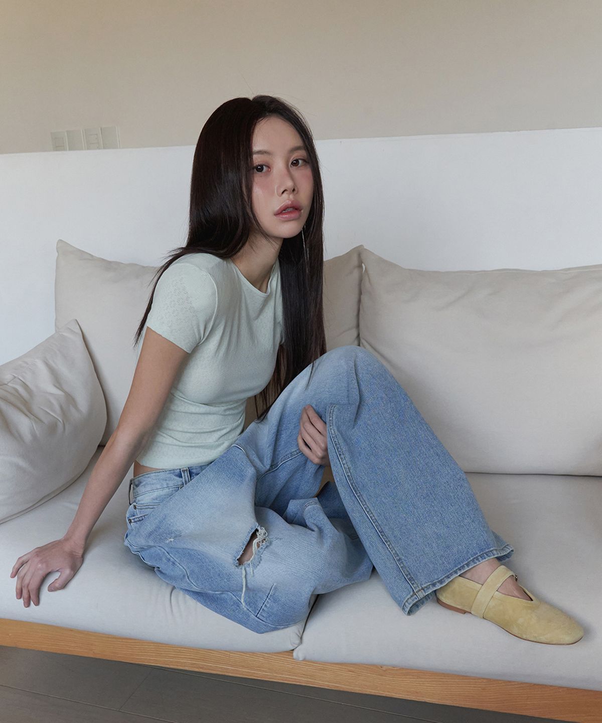 랑거(LANGER) vivienne punching padded t-shirt (4Color)