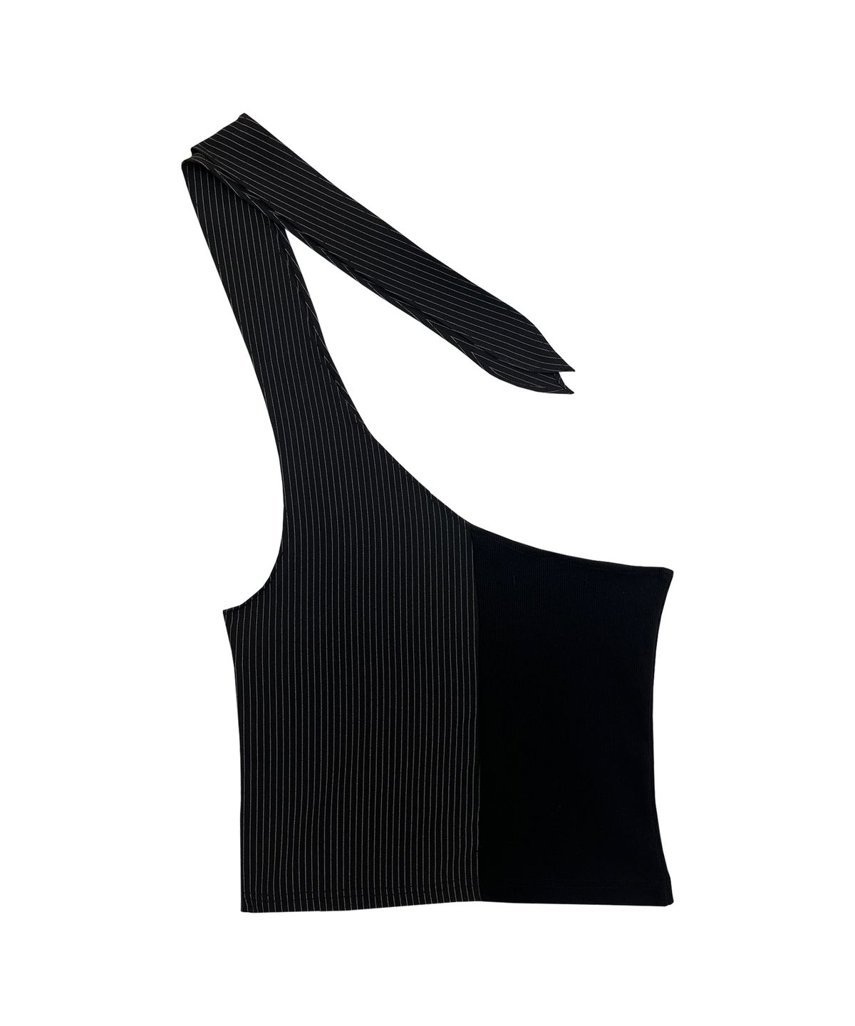오픈타입(OPENTYPE) Paneled One Shoulder Sleeveless (BLACK)