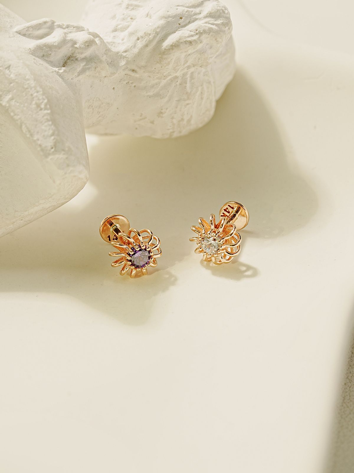 미니멀피어싱(MINIMALPIERCING) 14K 허리케인 큐빅 라블렛 피어싱