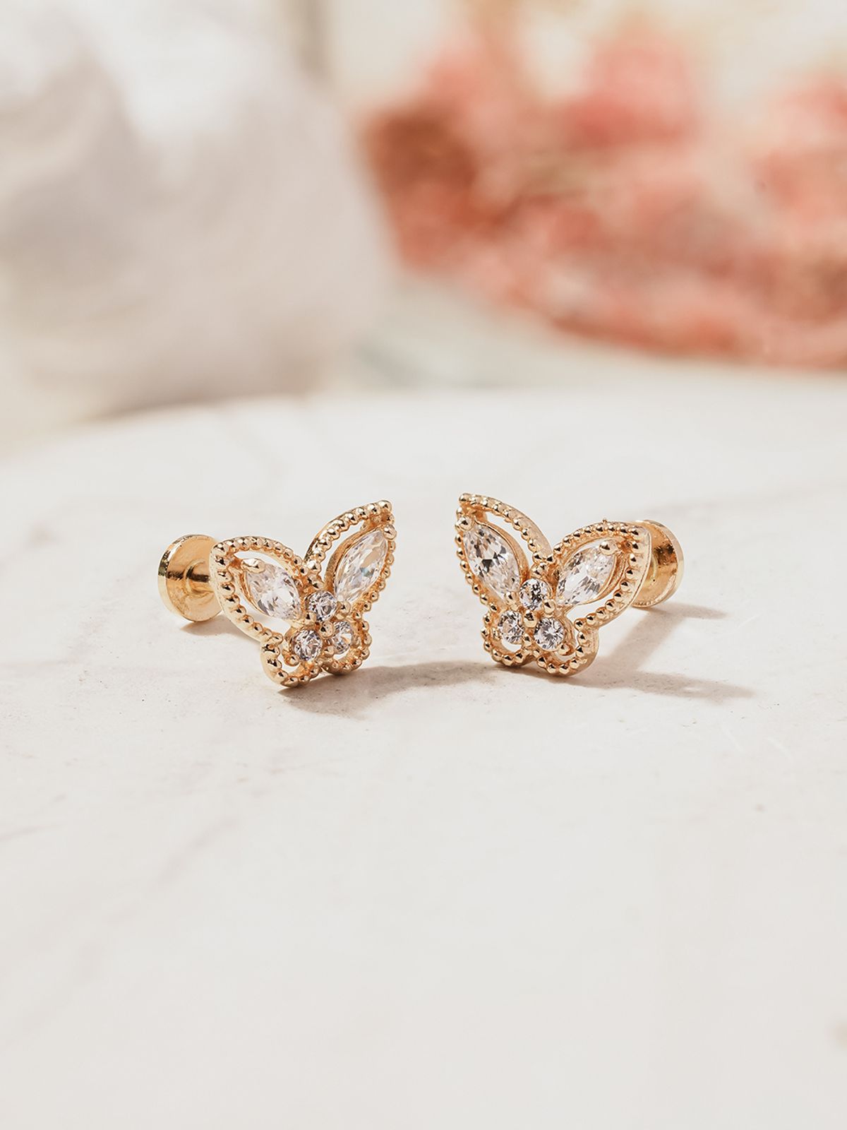 미니멀피어싱(MINIMALPIERCING) 14K 인터널 크리스탈 입체 나비 라블렛 피어싱