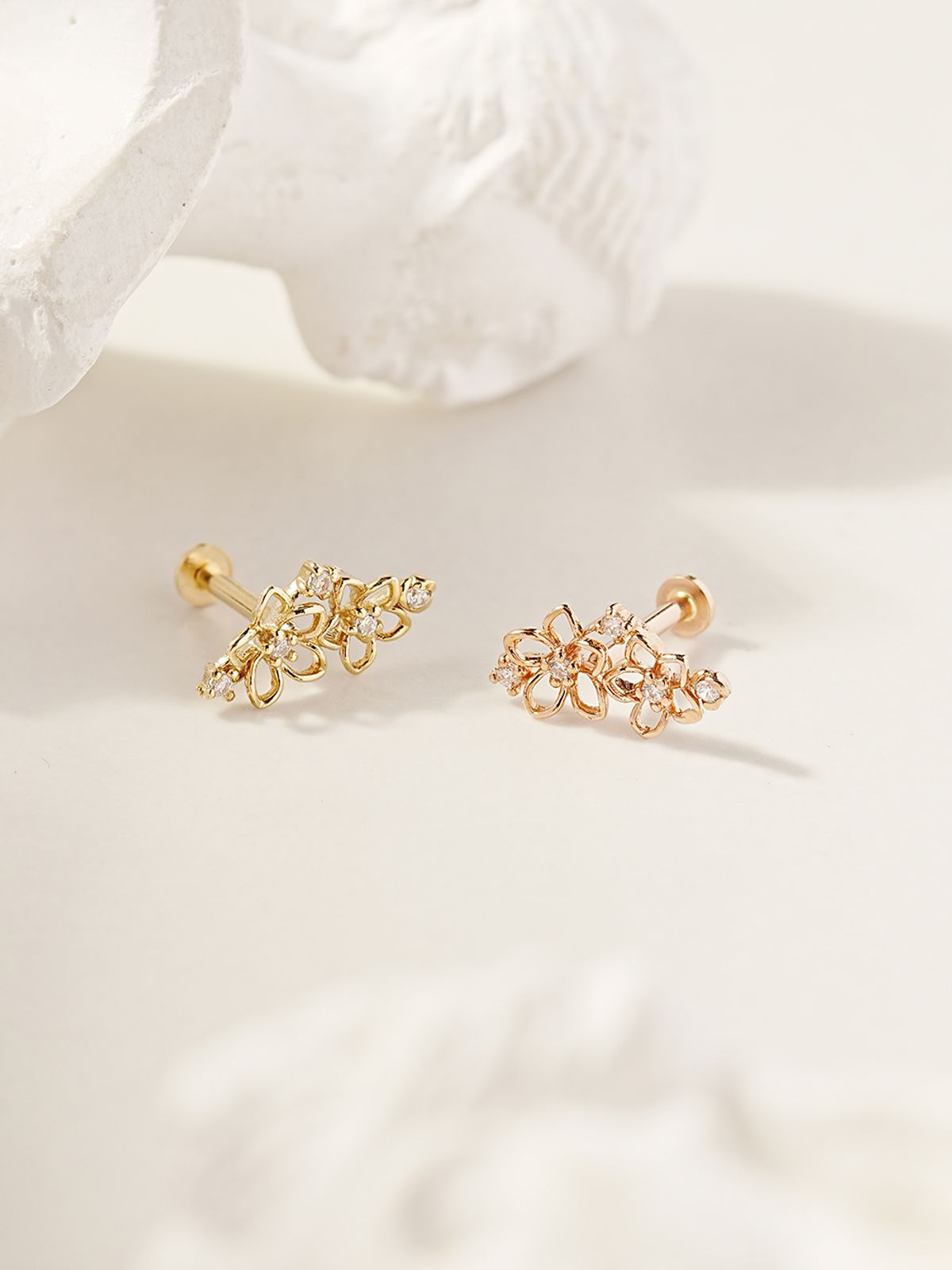 미니멀피어싱(MINIMALPIERCING) 14K 인터널 트윈 플라워 라블렛 피어싱