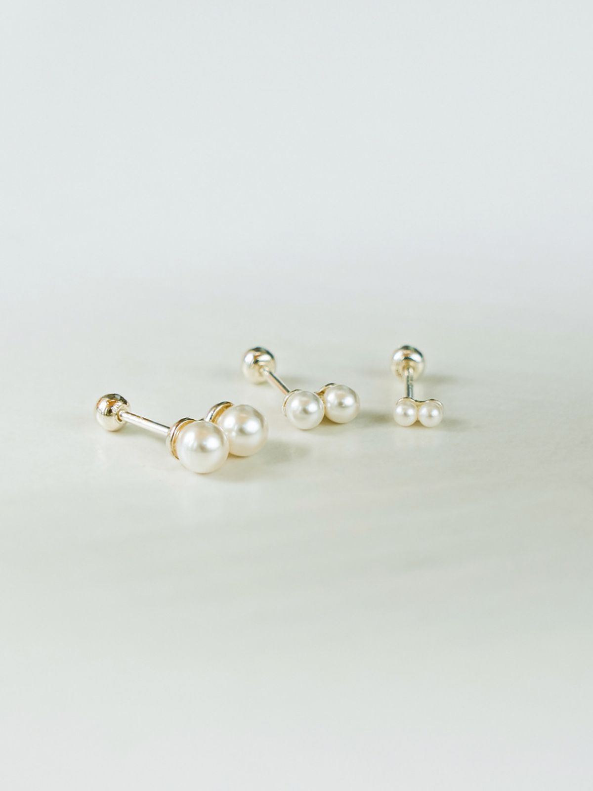 미니멀피어싱(MINIMALPIERCING) 925 실버 더블 진주 피어싱 귀걸이