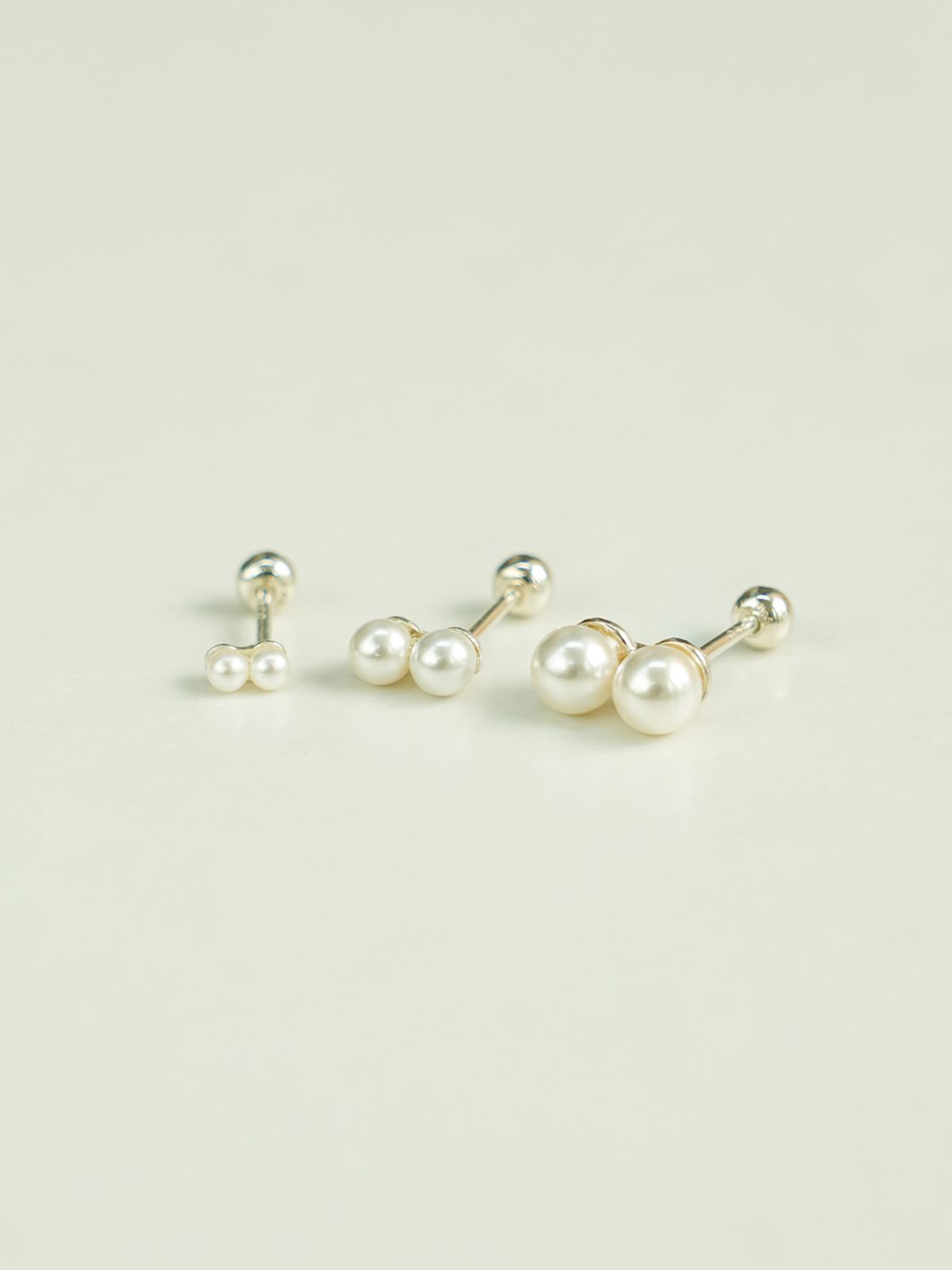 미니멀피어싱(MINIMALPIERCING) 925 실버 더블 진주 피어싱 귀걸이