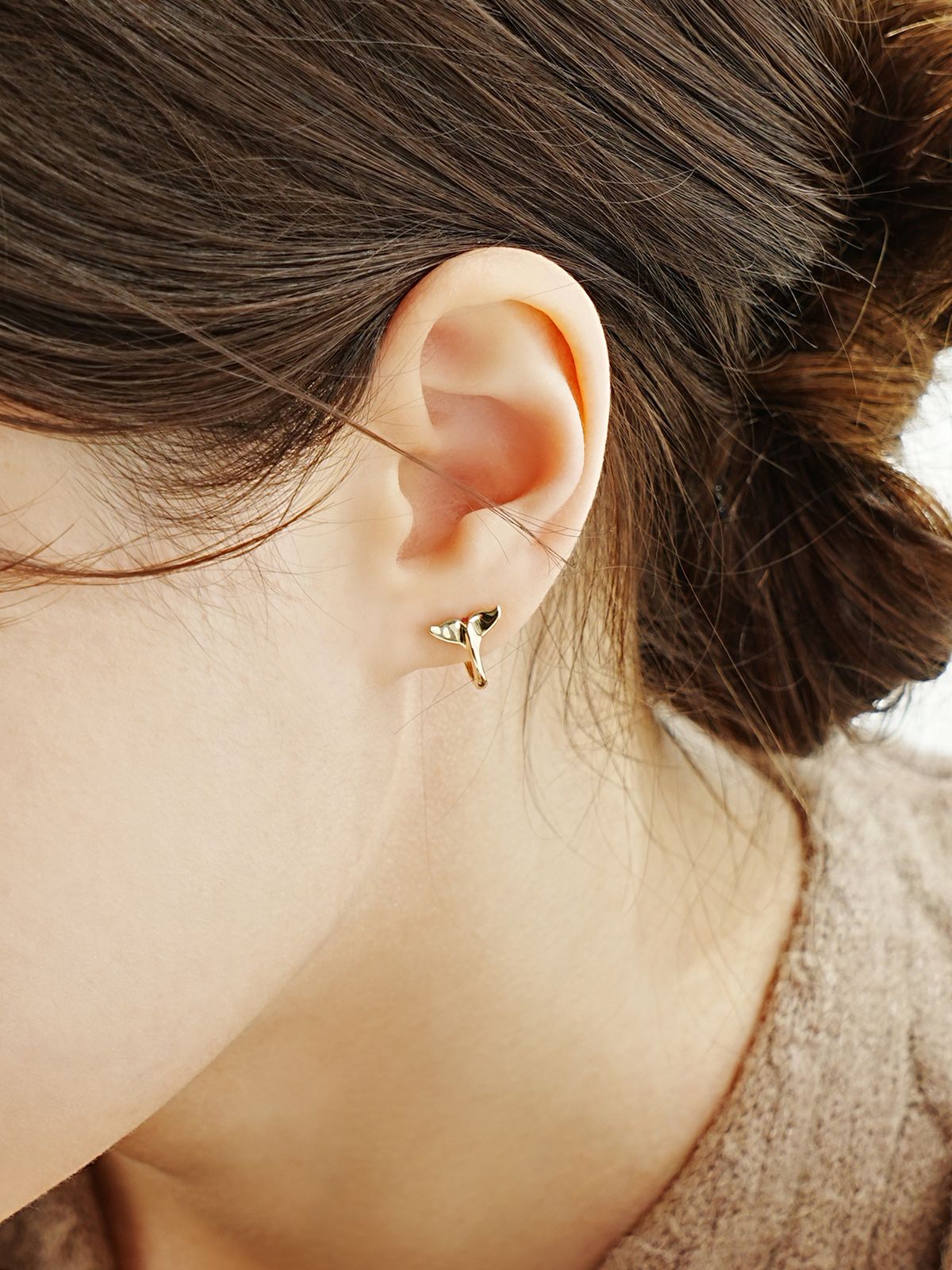 미니멀피어싱(MINIMALPIERCING) 14K 18K 고래꼬리 원터치 귀걸이
