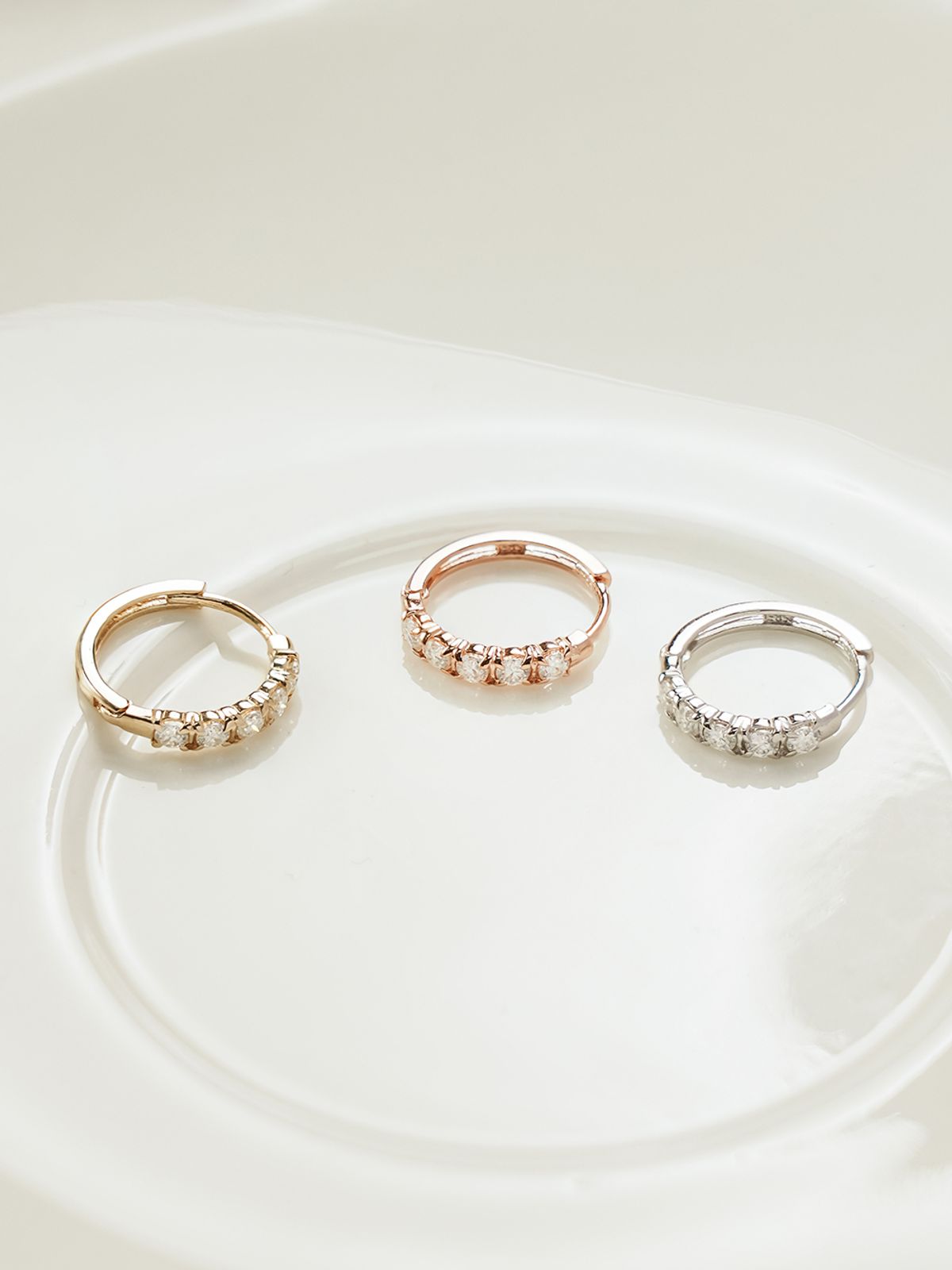 미니멀피어싱(MINIMALPIERCING) 14K 18K 모이사나이트 다이아 원터치 링 귀걸이