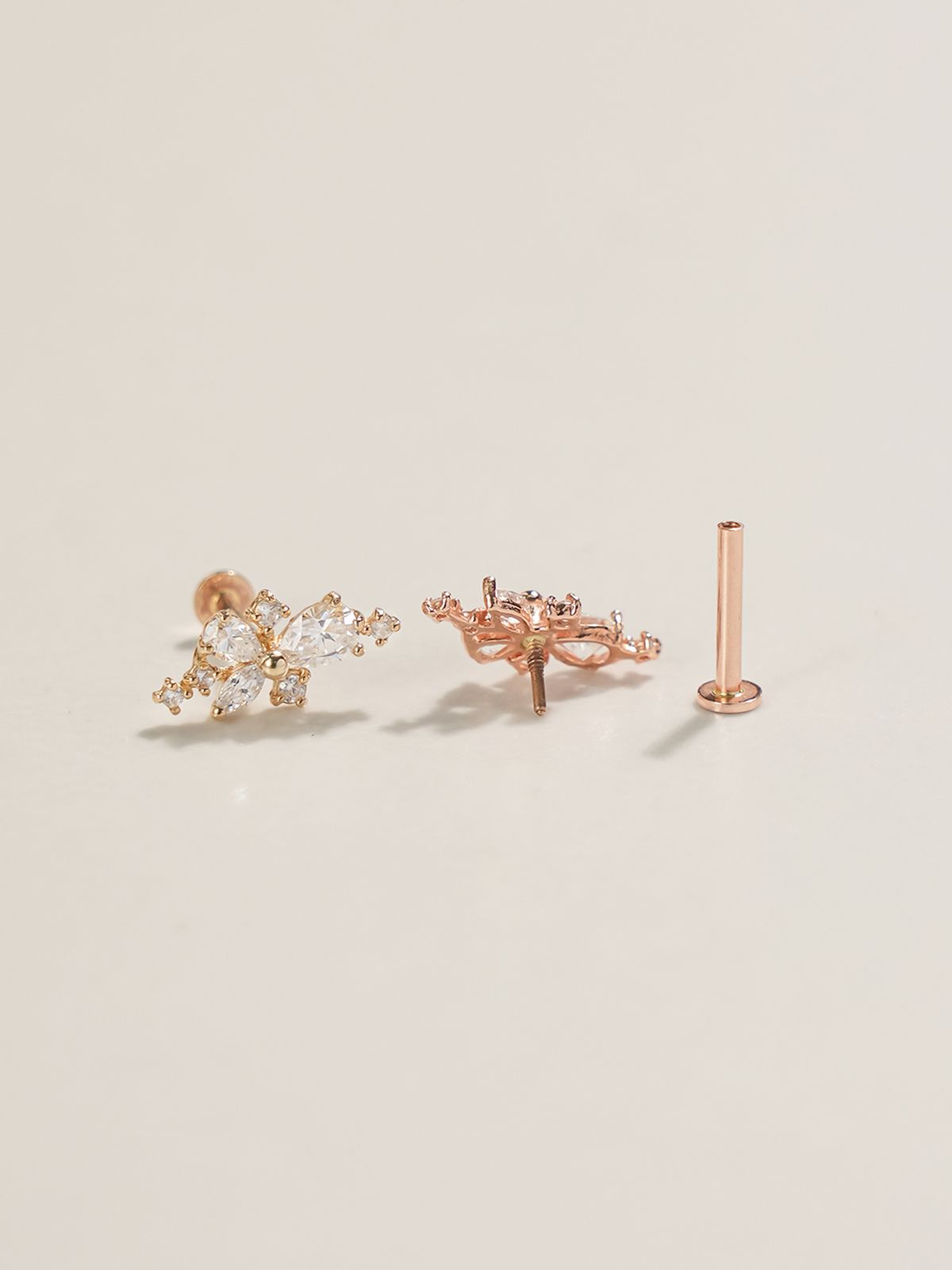 미니멀피어싱(MINIMALPIERCING) 14K 인터널 블링 플로랄 큐빅 라블렛 피어싱