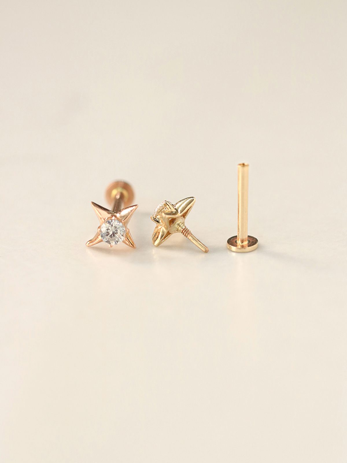 미니멀피어싱(MINIMALPIERCING) 14K 인터널 큐빅 스터드 라블렛 피어싱
