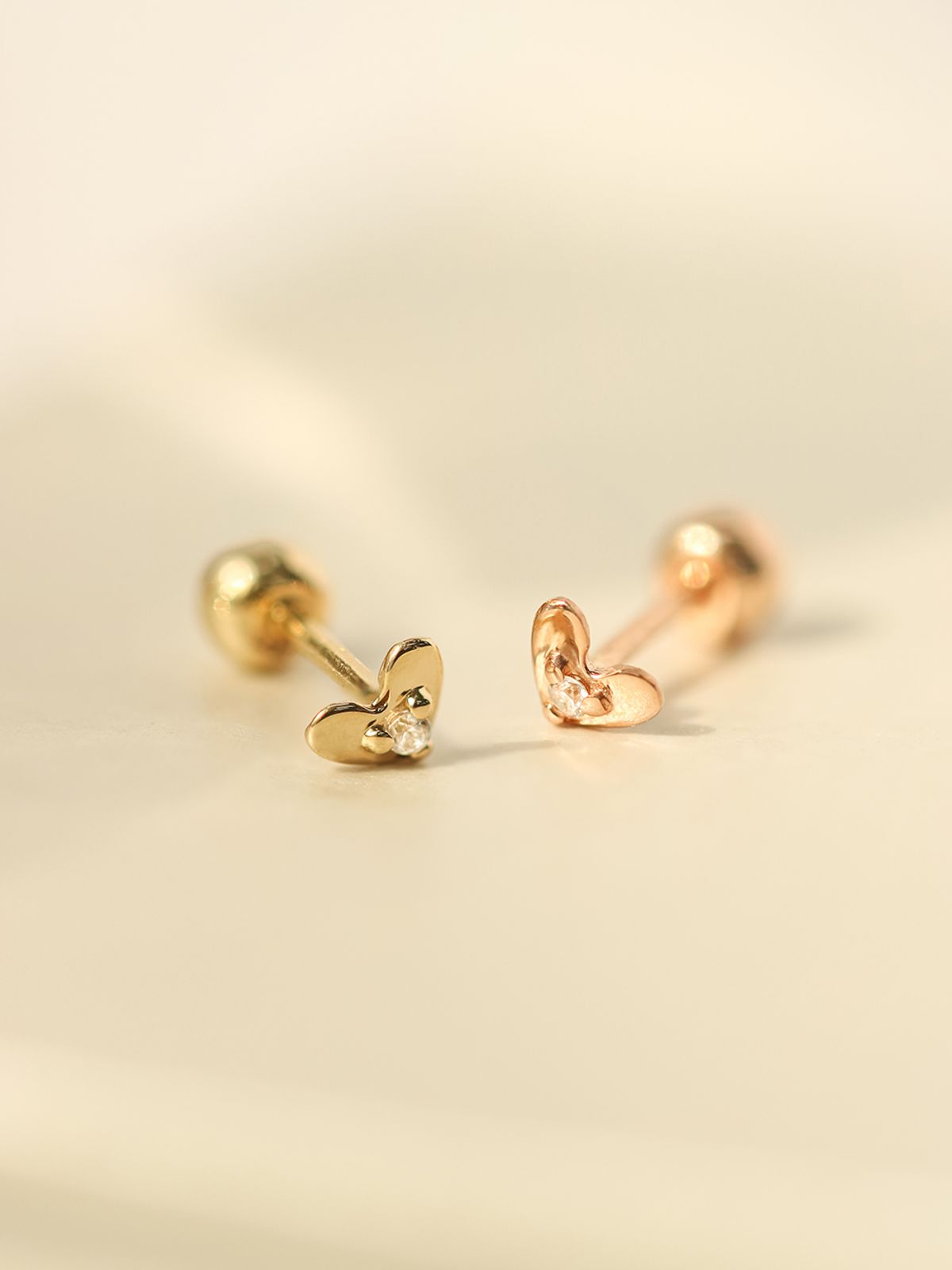 미니멀피어싱(MINIMALPIERCING) 14K 미니미 큐빅 별 하트 피어싱 귀걸이