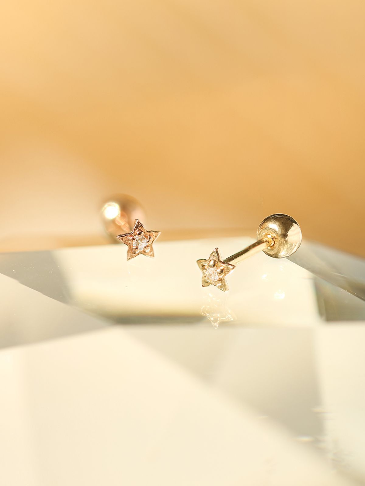 미니멀피어싱(MINIMALPIERCING) 14K 미니미 큐빅 별 하트 피어싱 귀걸이